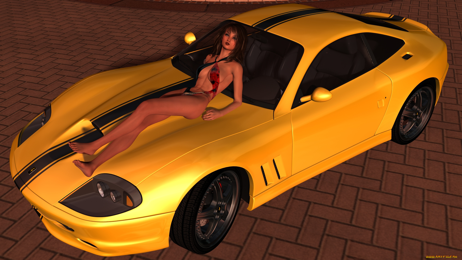 3д, графика, люди-авто, мото, , people-, car, , , moto, фон, взгляд, девушка