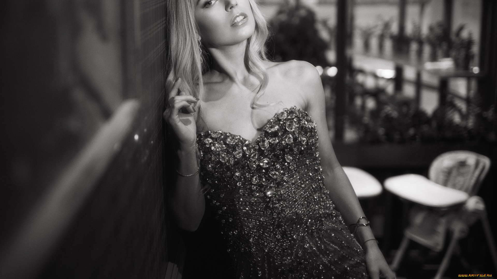 девушки, neesy, rizzo, монохромный, модель, женщины, в, помещении