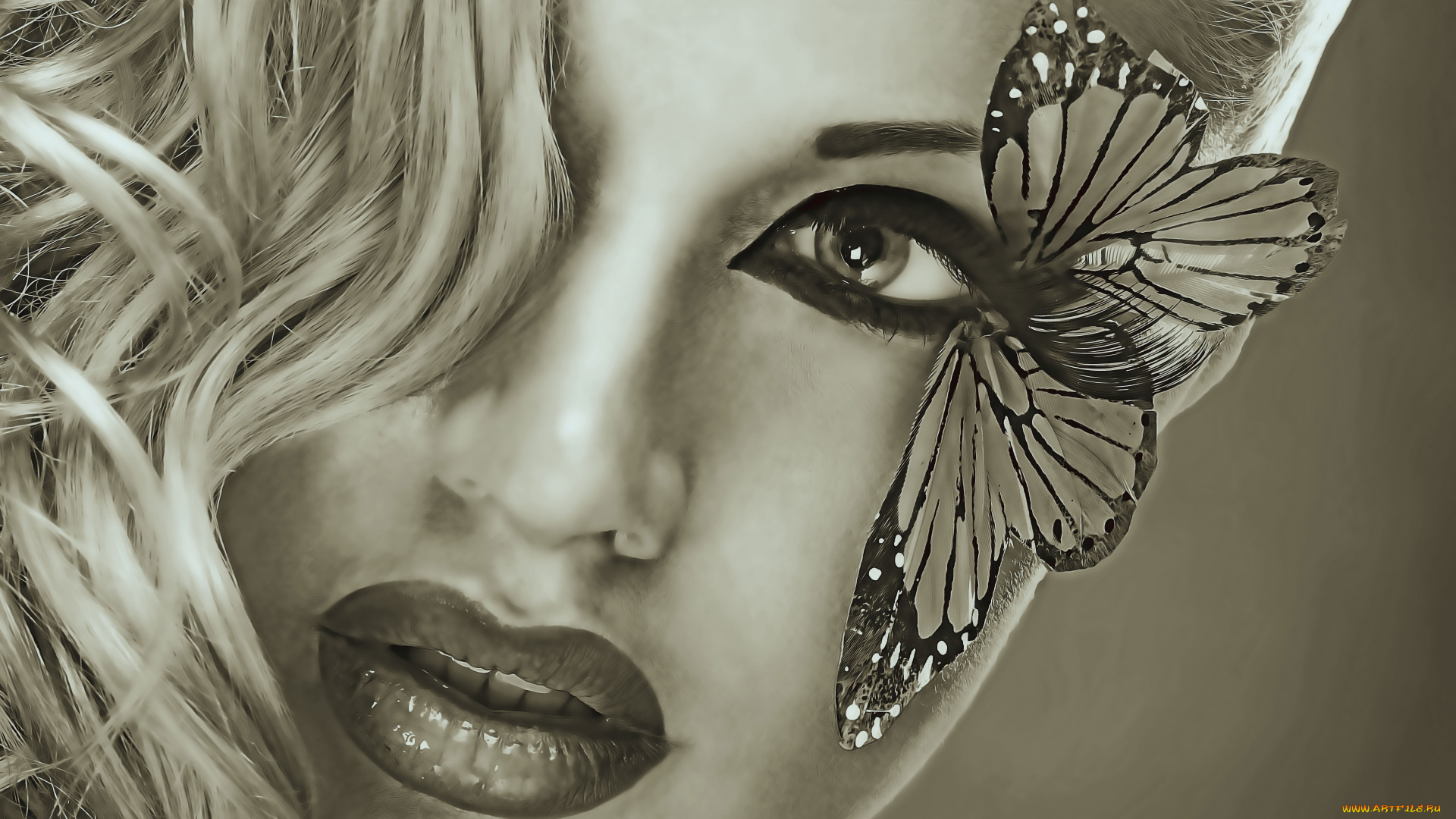 календари, компьютерный, дизайн, лицо, calendar, 2019, бабочка, женщина, девушка