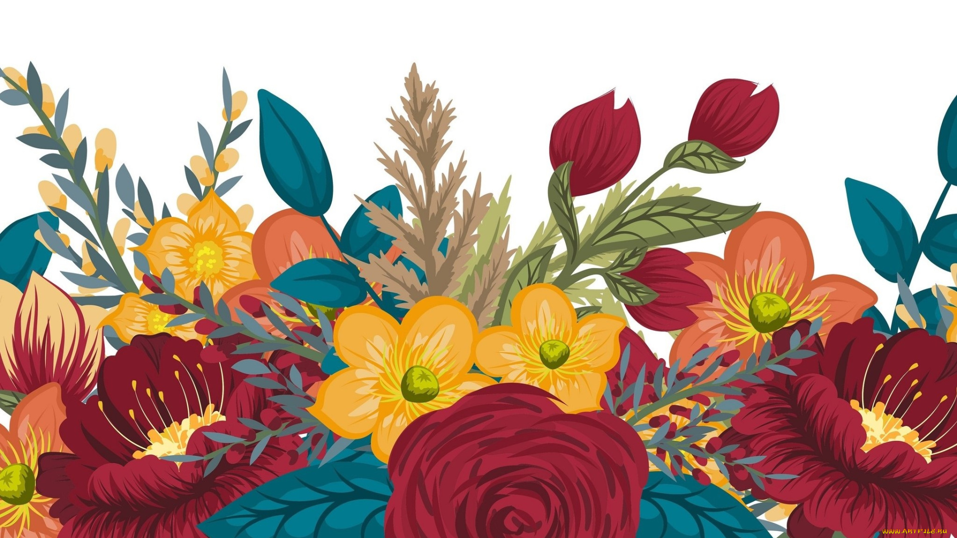 векторная, графика, цветы, , flowers, фон, цветы