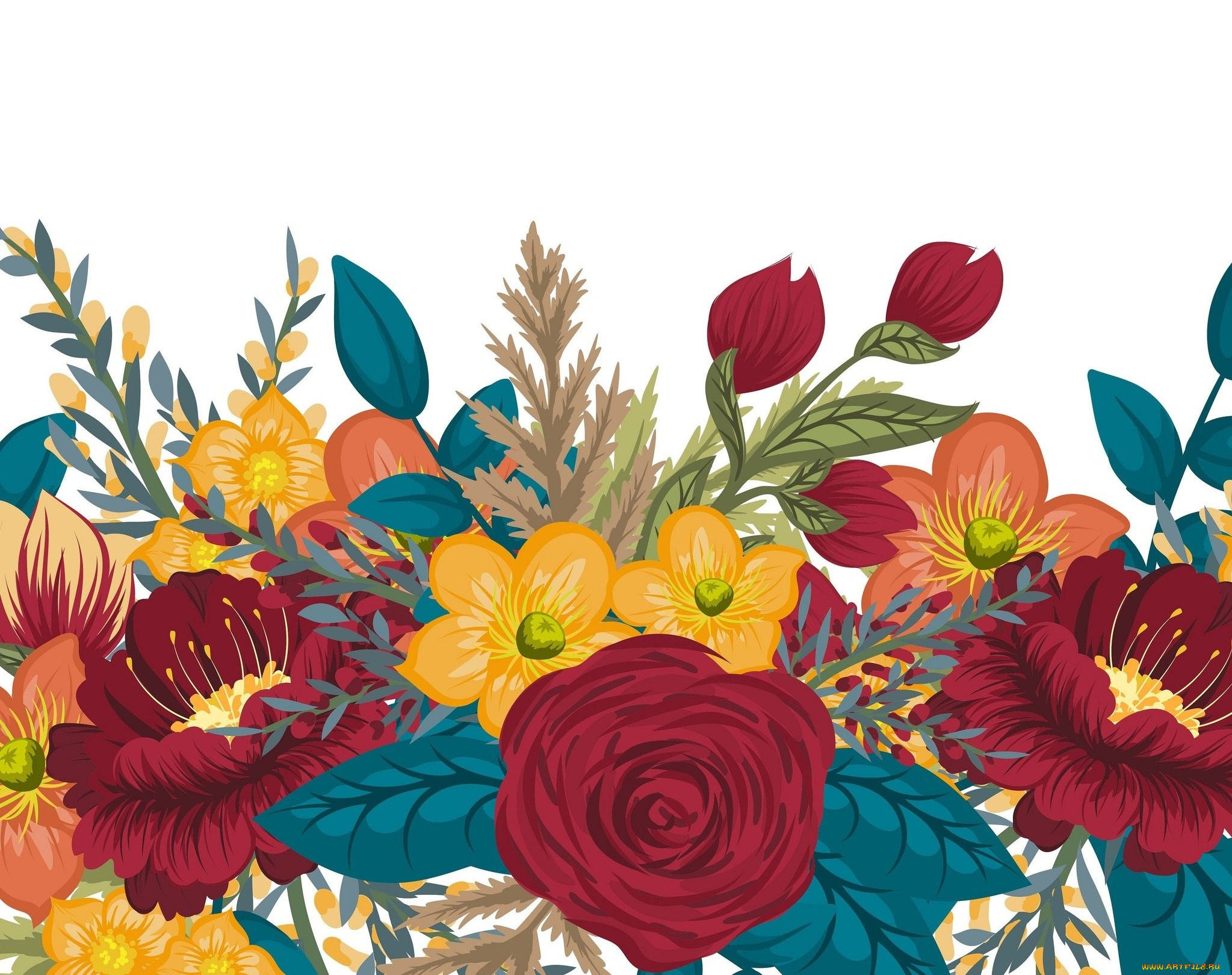 векторная, графика, цветы, , flowers, фон, цветы