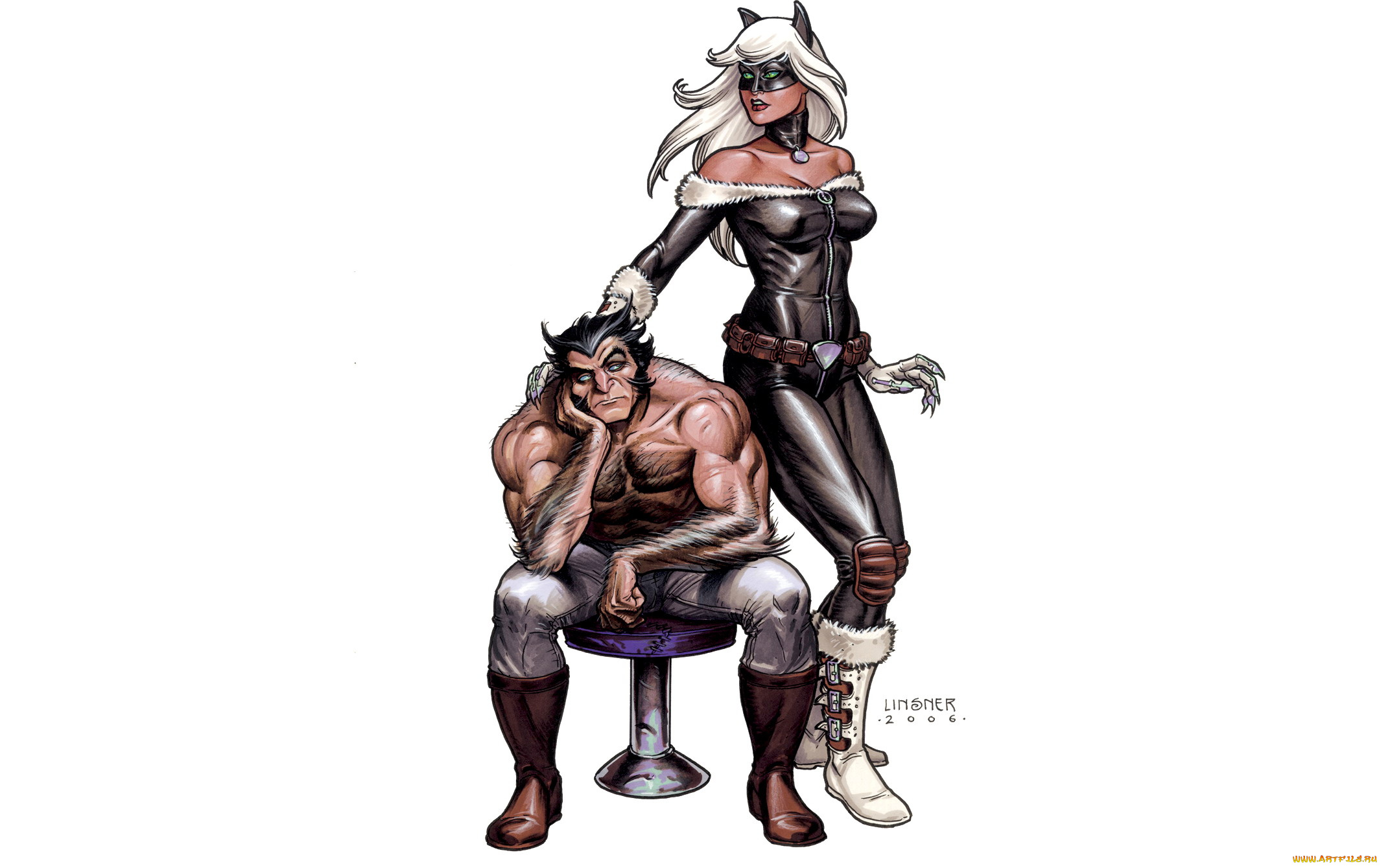 рисованное, joseph, michael, linsner, кошка, росомаха, стул