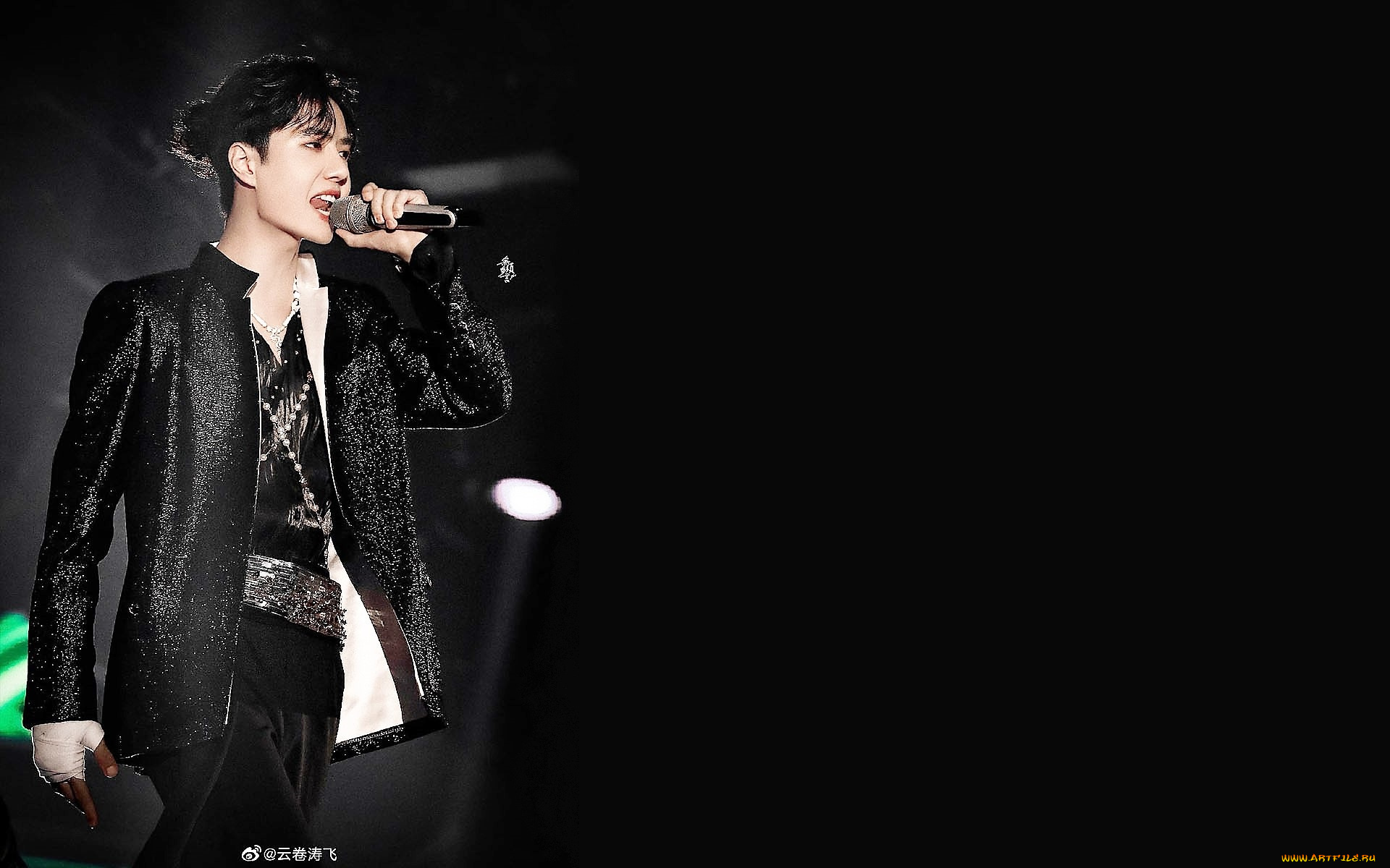 мужчины, wang, yi, bo, актер, певец, микрофон, пиджак, сцена