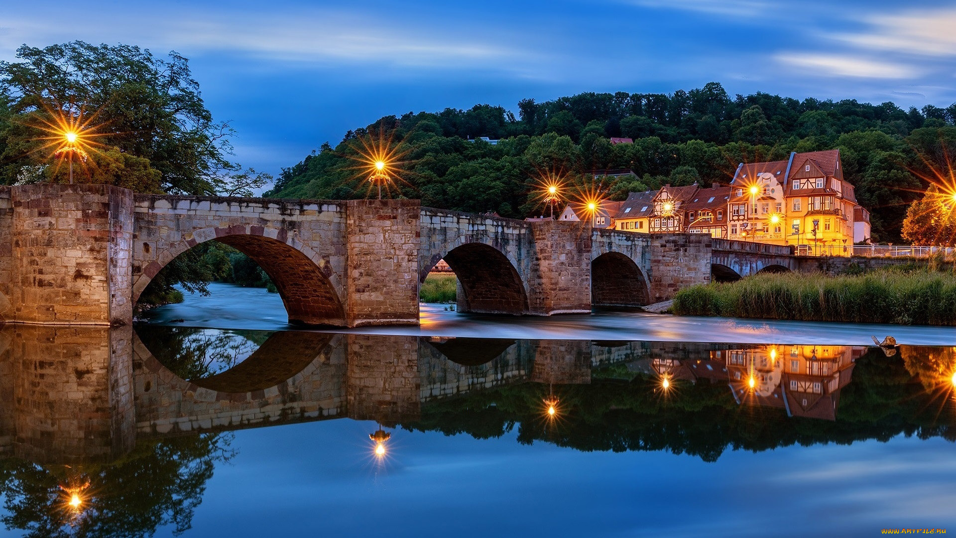 hannoversch, munden, germany, города, -, мосты, hannoversch, munden