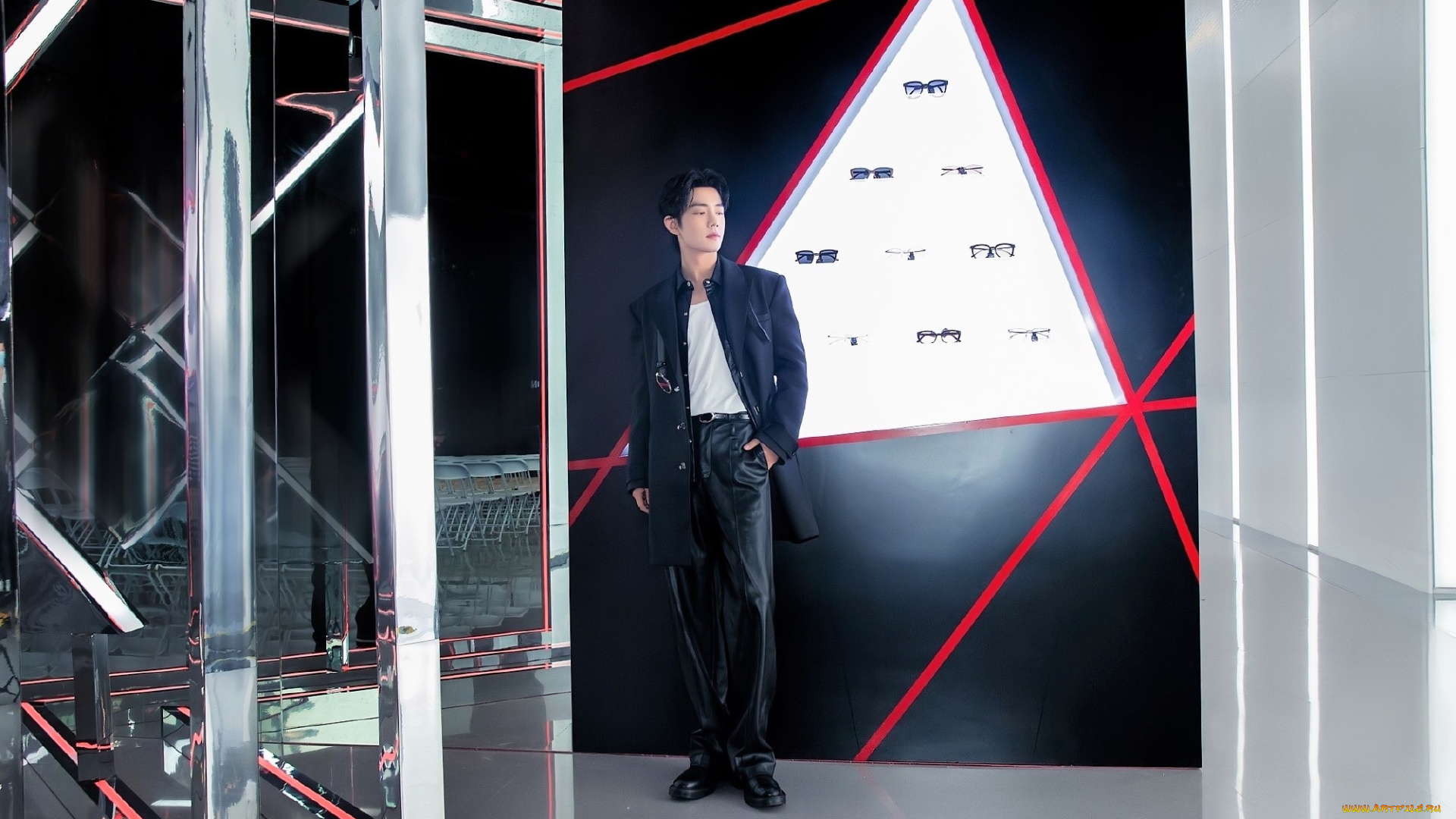 мужчины, xiao, zhan, актер, пальто, очки