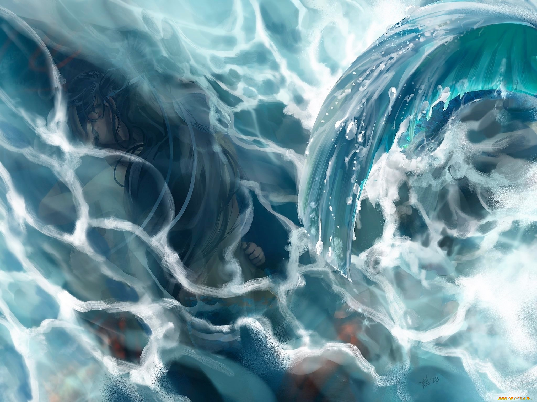 аниме, mo, dao, zu, shi, вэй, усянь, лань, ванцзи, русалки, волна