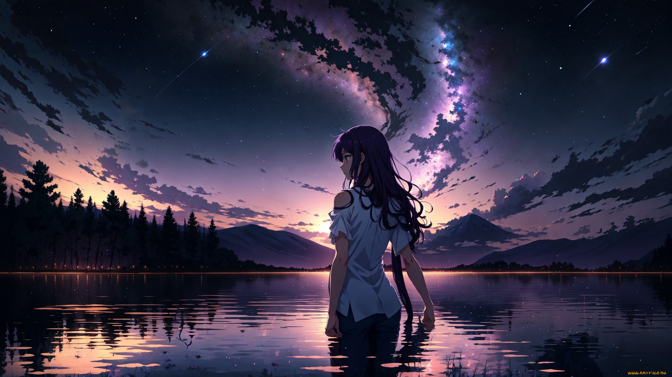 аниме, пейзажи, , природа, нейросети, графика, нейроарт, ai, art, нейронные, сети, рисунки, нейро, искусство, девушка