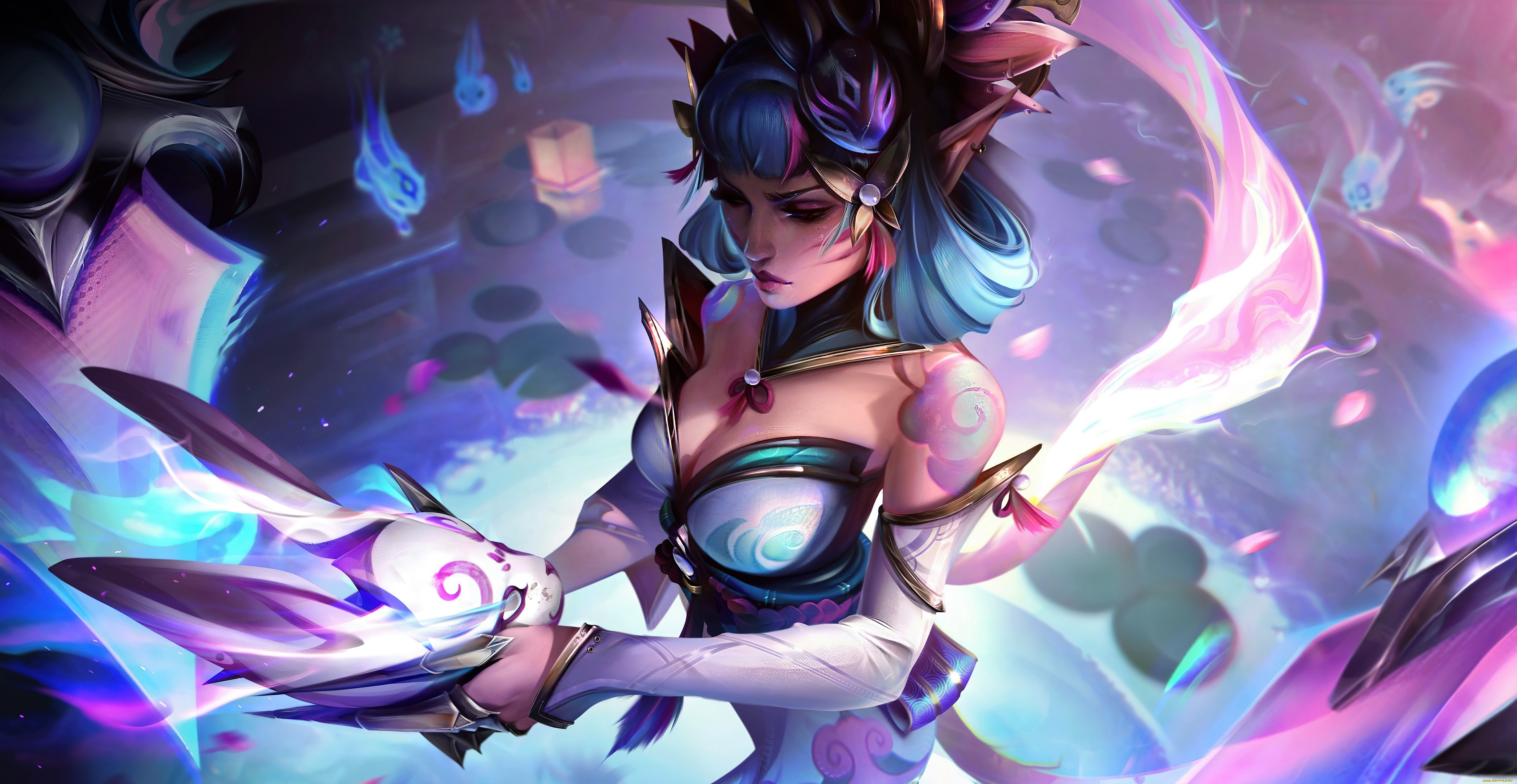 видео, игры, league, of, legends, девушка, маска, evelynn