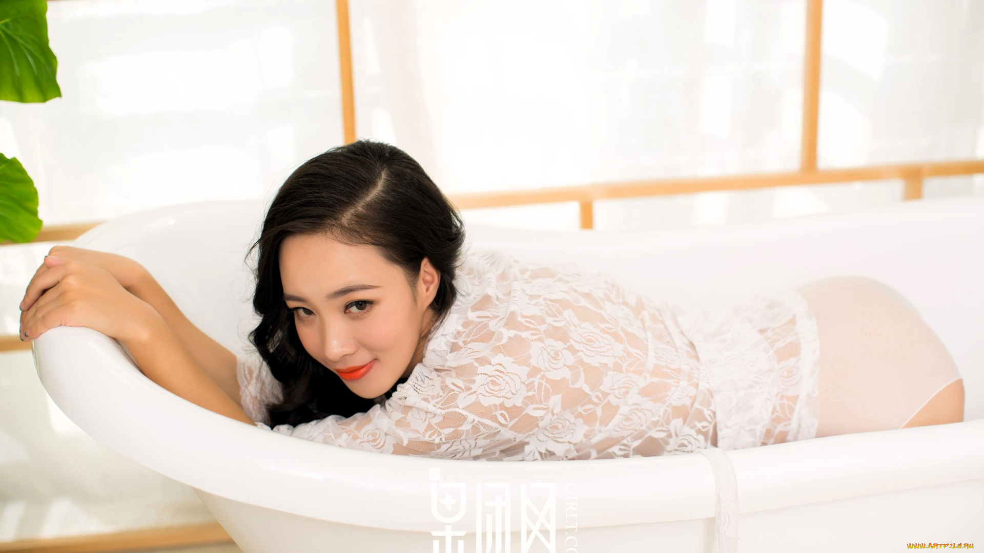 девушки, -, азиатки, брюнетка, боди, ванна