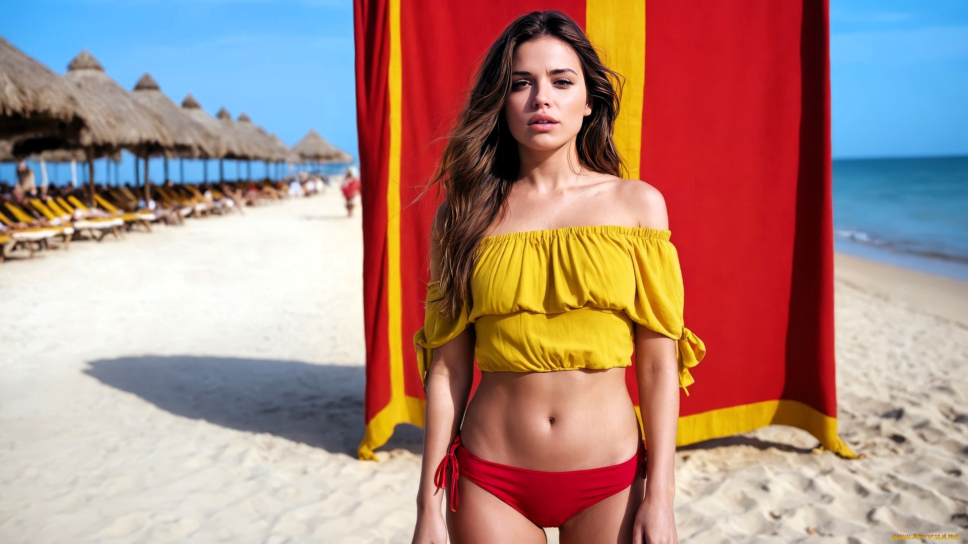 девушки, -, брюнетки, , шатенки, шатенка, топ, трусики, пляж, море