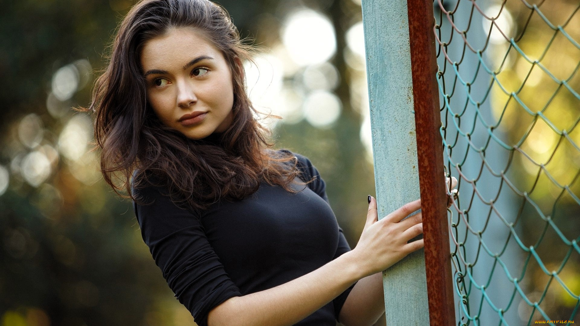 девушки, -, брюнетки, , шатенки, шатенка, свитер, забор