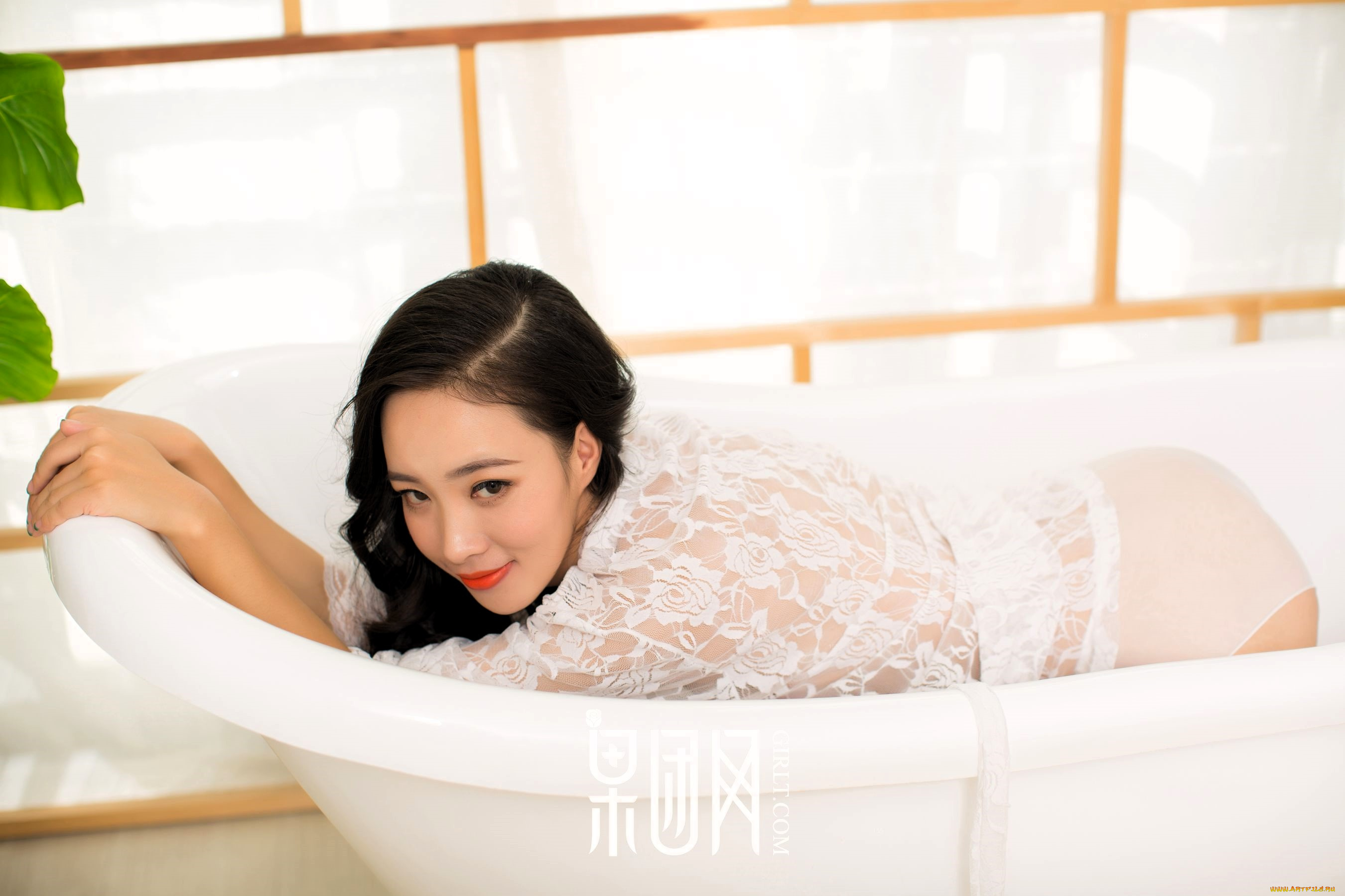 девушки, -, азиатки, брюнетка, боди, ванна