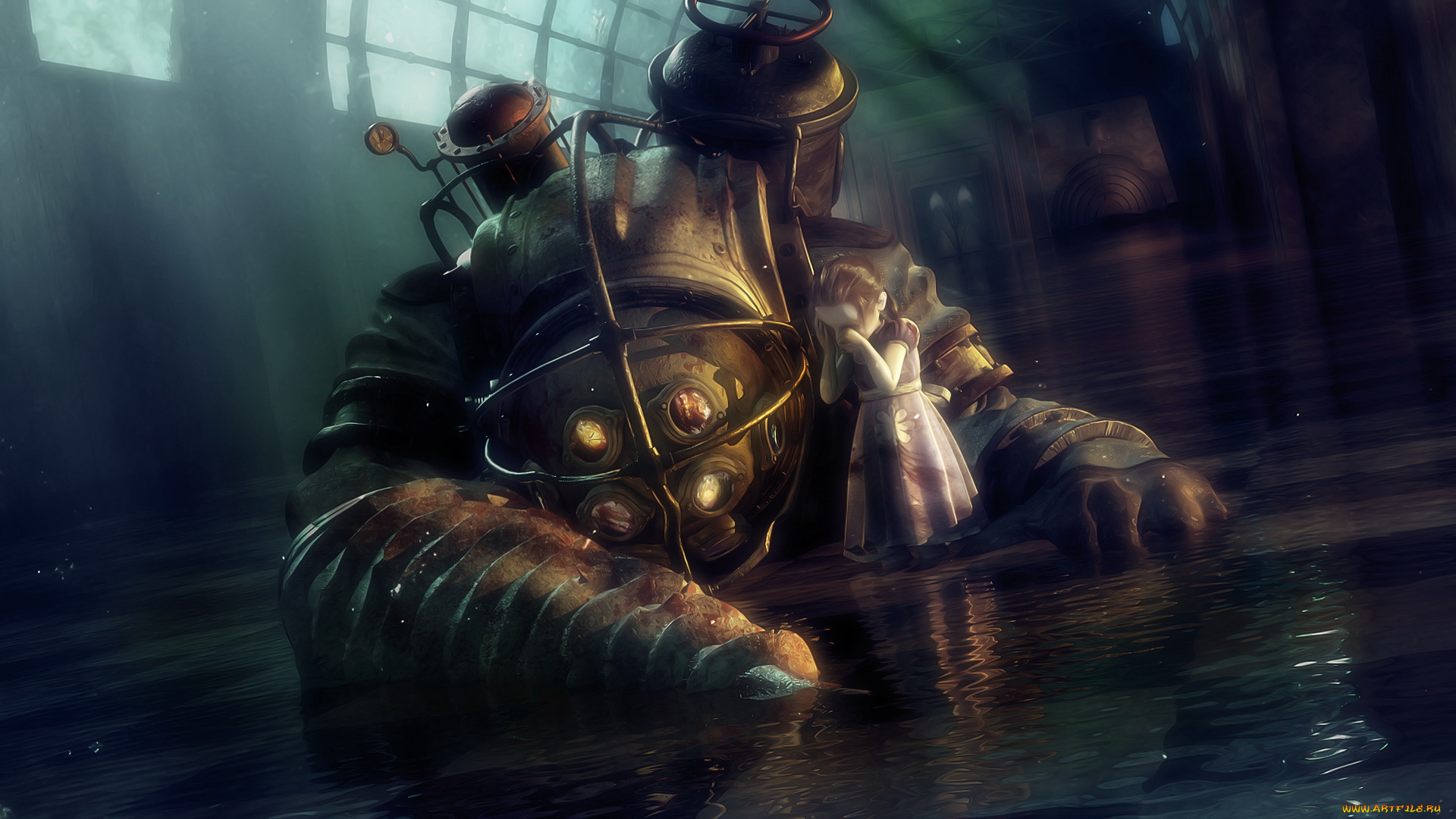 bioshock, sea, of, dreams, видео, игры, little, sister, big, daddy