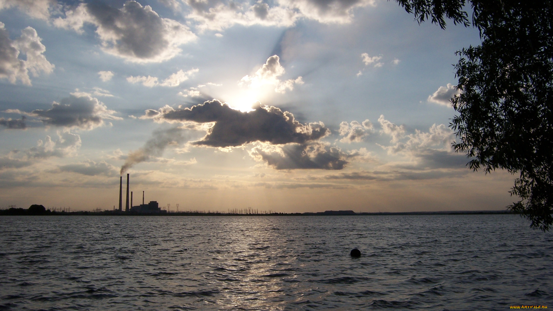 вечер, природа, реки, озера, закат