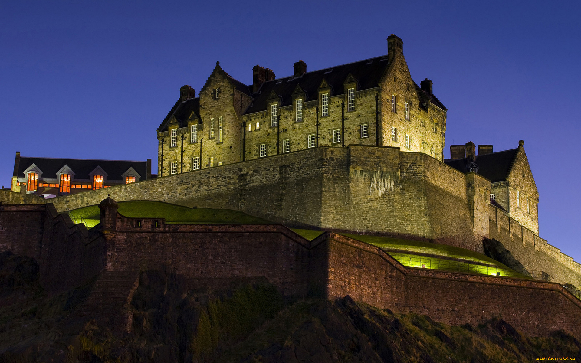 города, дворцы, замки, крепости, ночь, величественный, синяя, замок