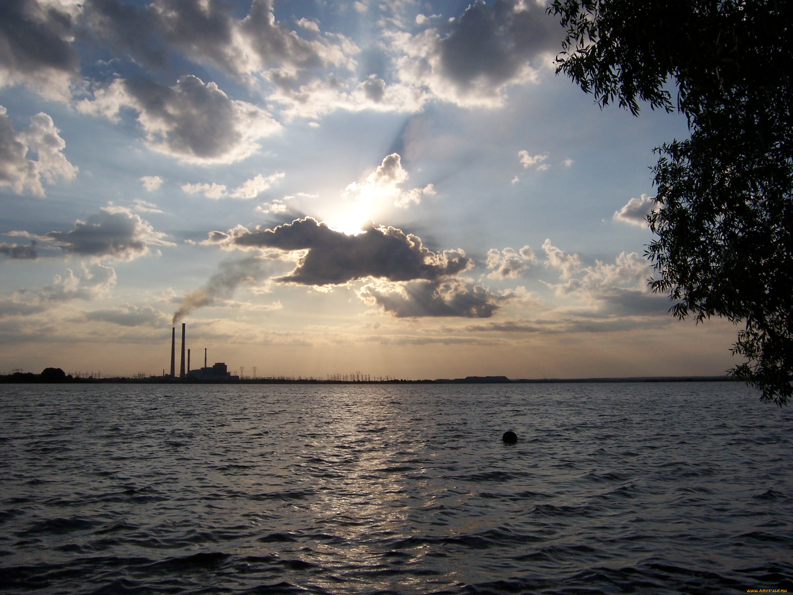 вечер, природа, реки, озера, закат