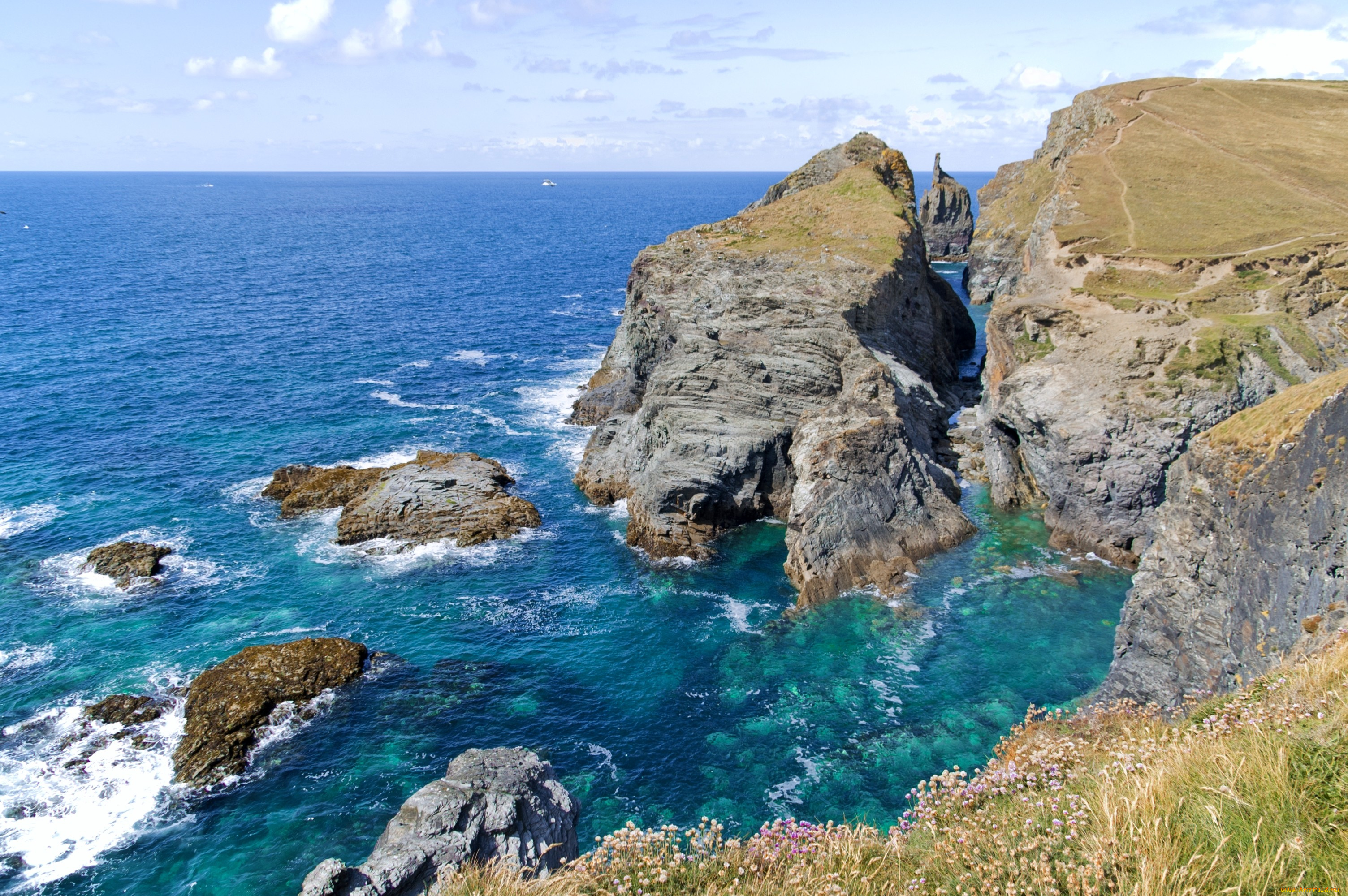 природа, побережье, море, камни