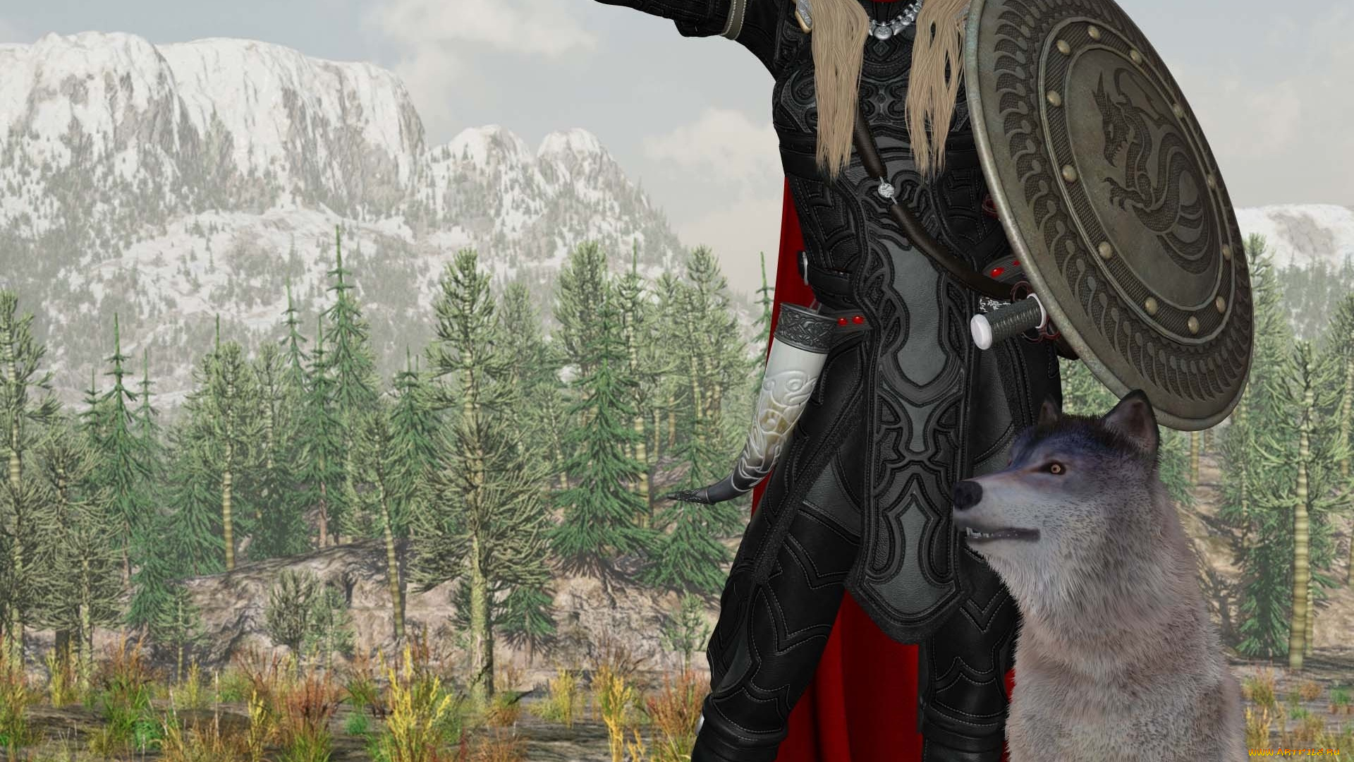 3д, графика, amazon, амазонки, собака, горы, девушка