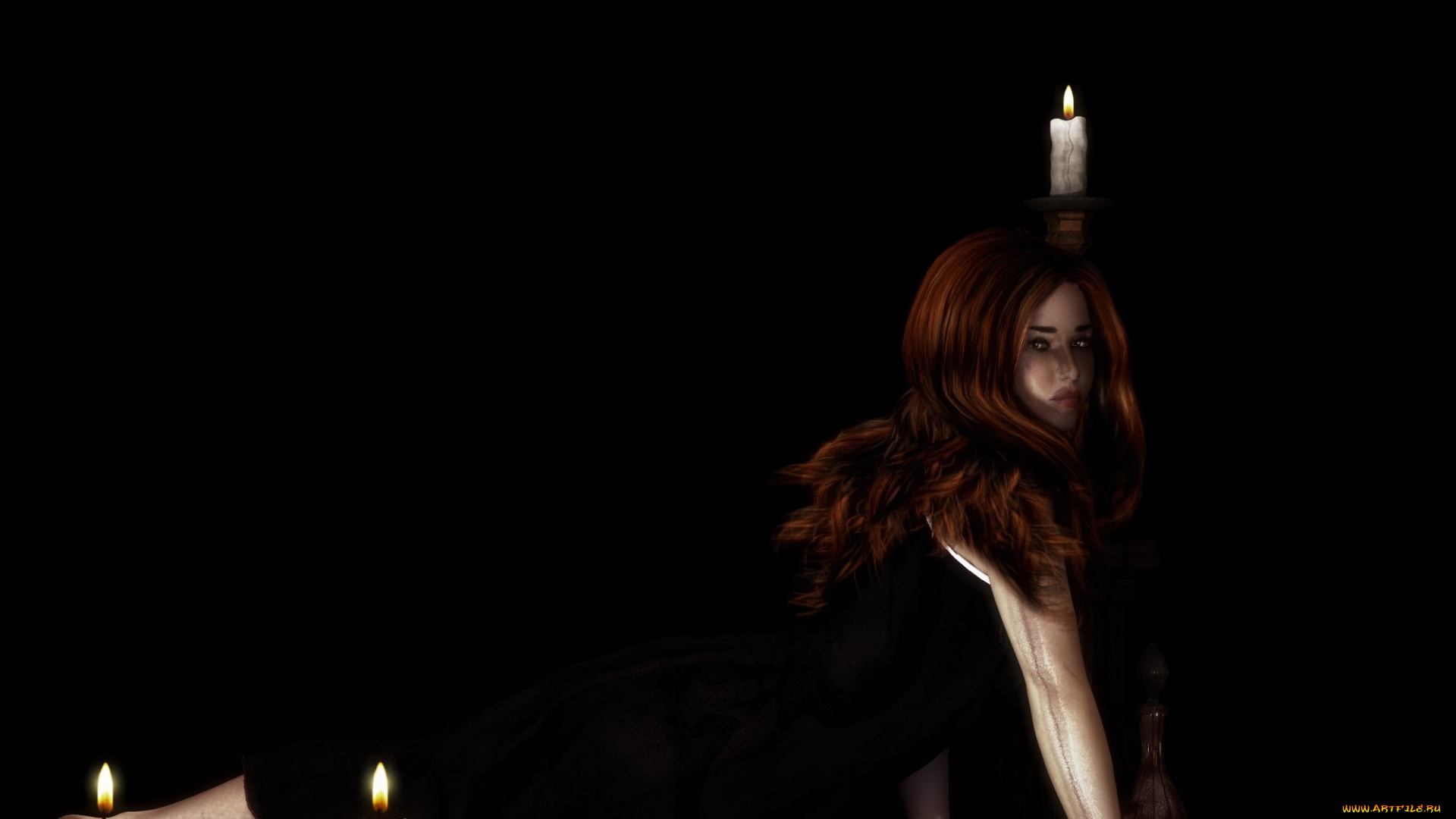 3д, графика, people, люди, девушка, свечи