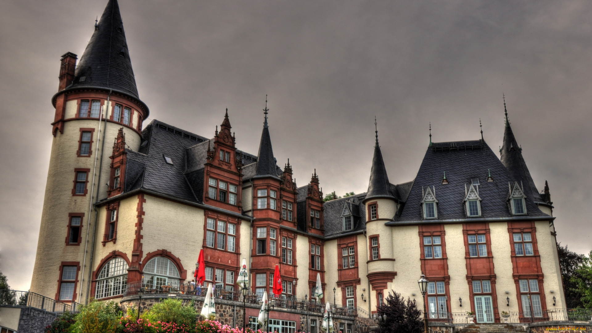 германия, клинк, города, здания, дома, дом, цветы, фонари