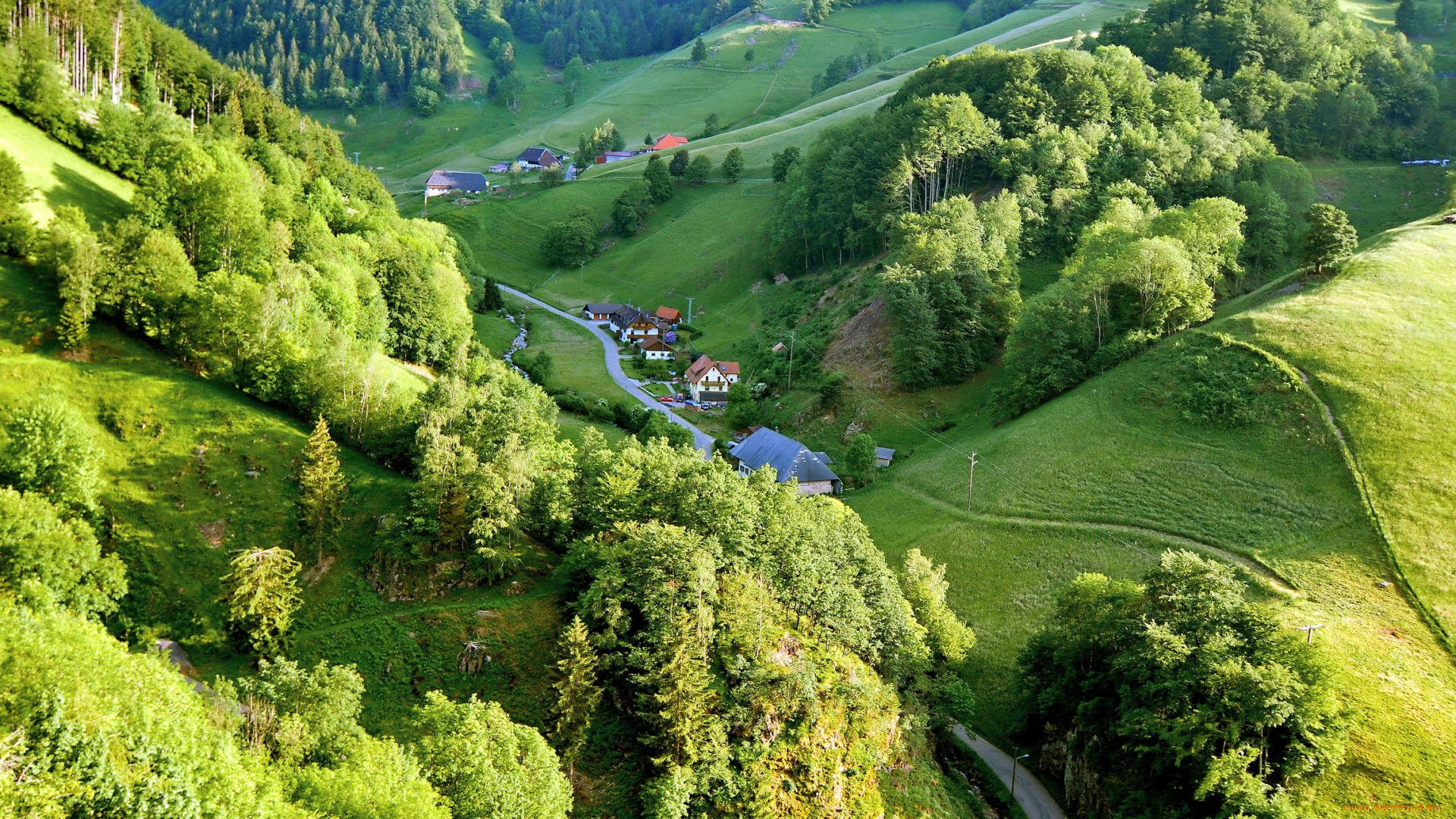 германия, мюнстерталь, города, пейзажи, дорога, горы, городок, дома