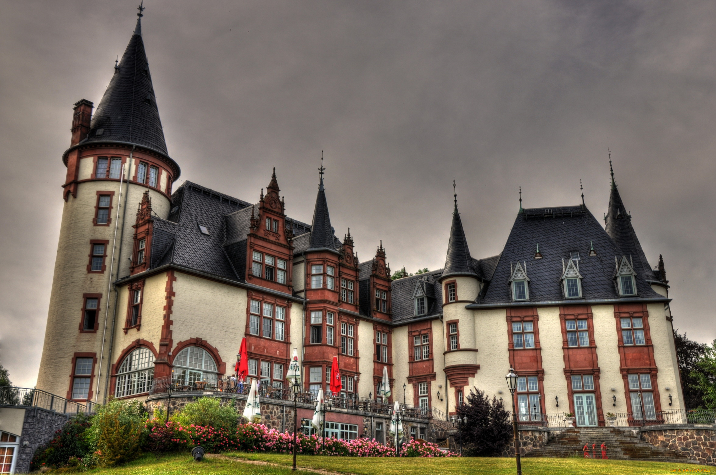 германия, клинк, города, здания, дома, дом, цветы, фонари