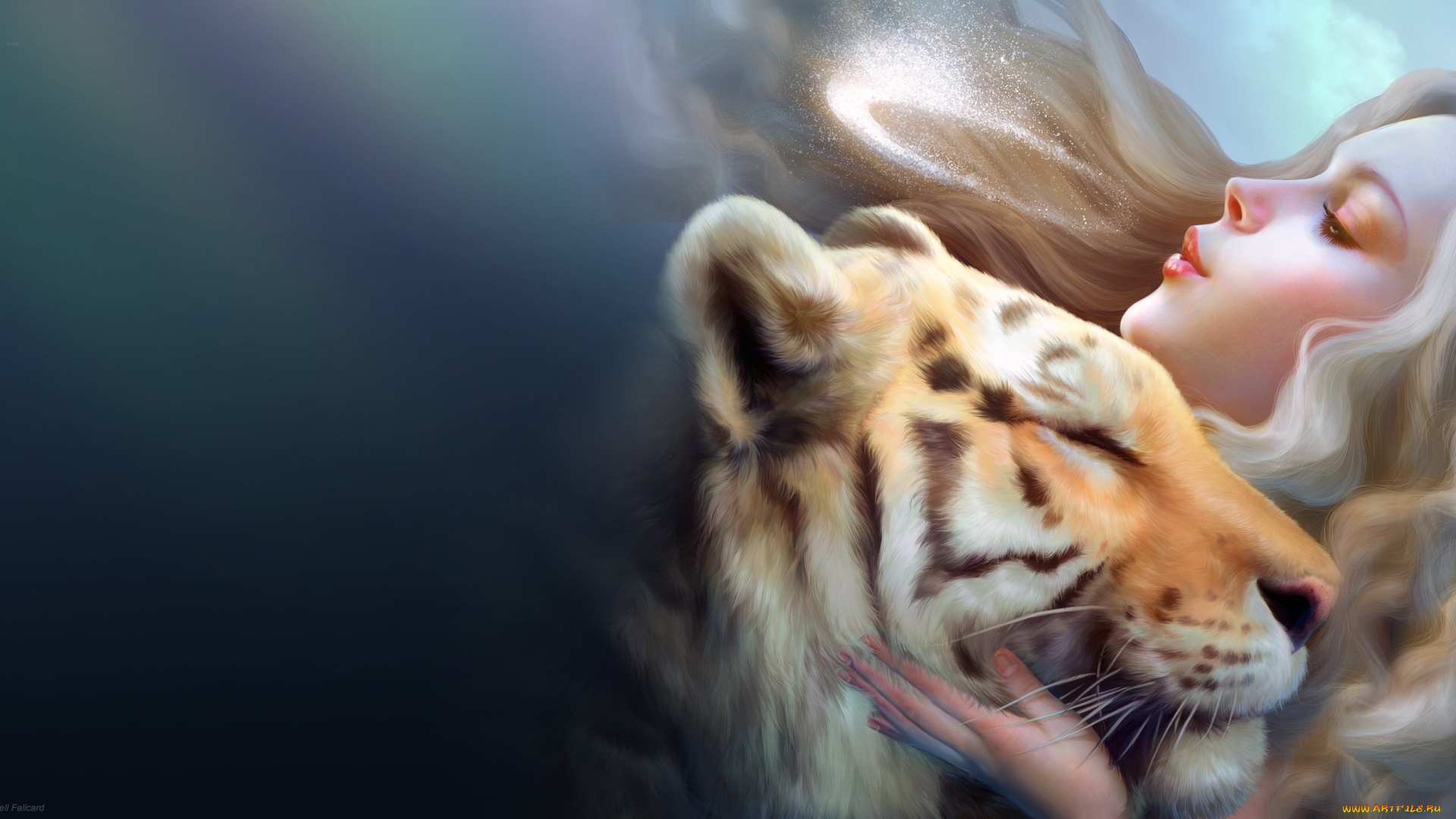 nell, fallcard, фэнтези, красавицы, чудовища, тигр, девушка