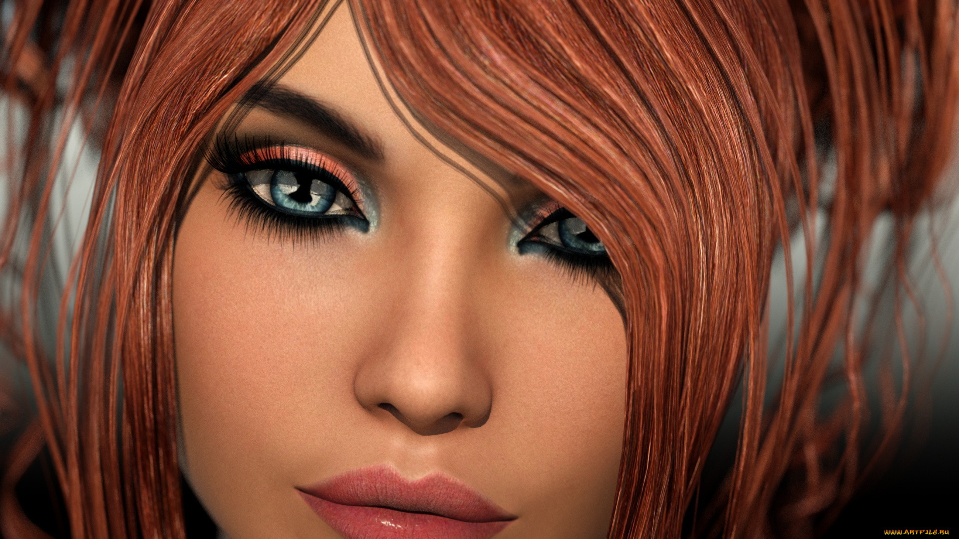 3д, графика, портрет, , portraits, девушка, взгляд, рыжая