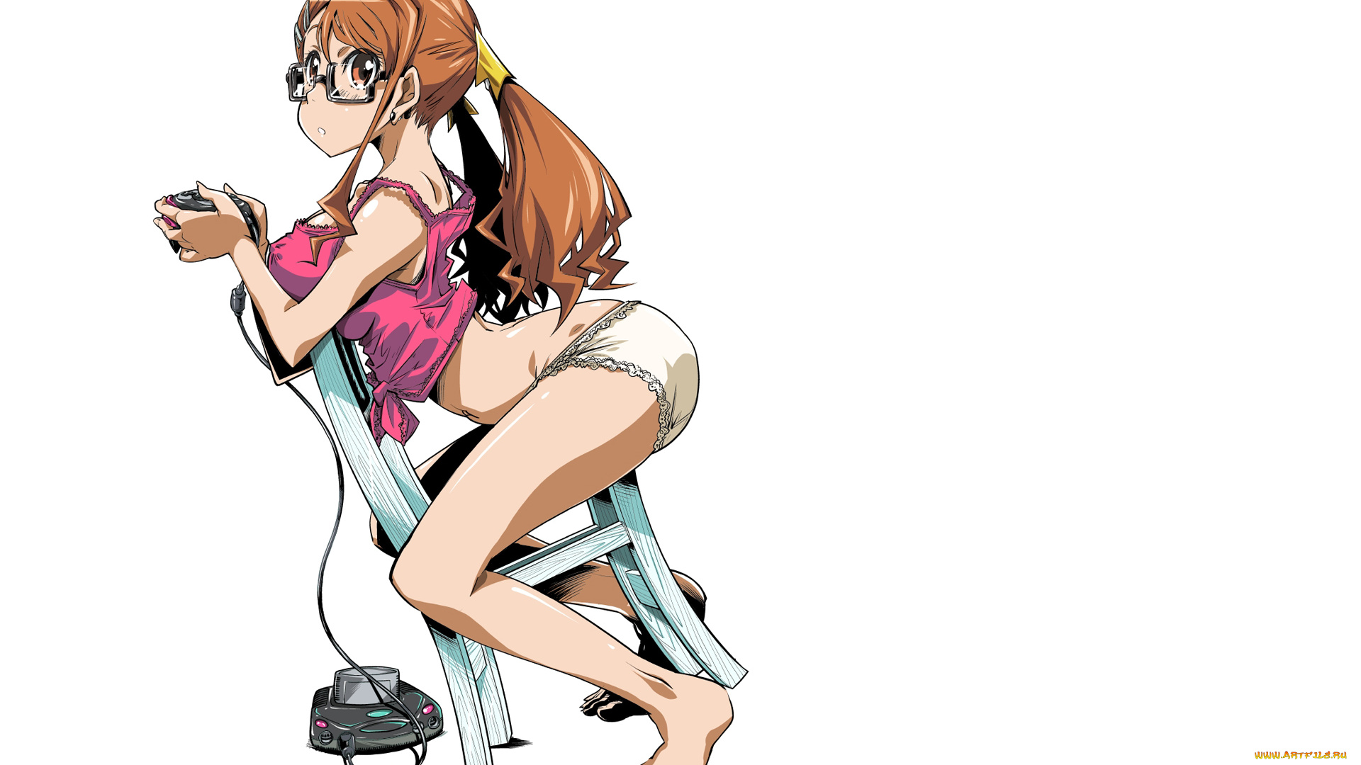 аниме, anohana, белый, фон, минимализм, бикини, попа, шорты, anjou, naruko