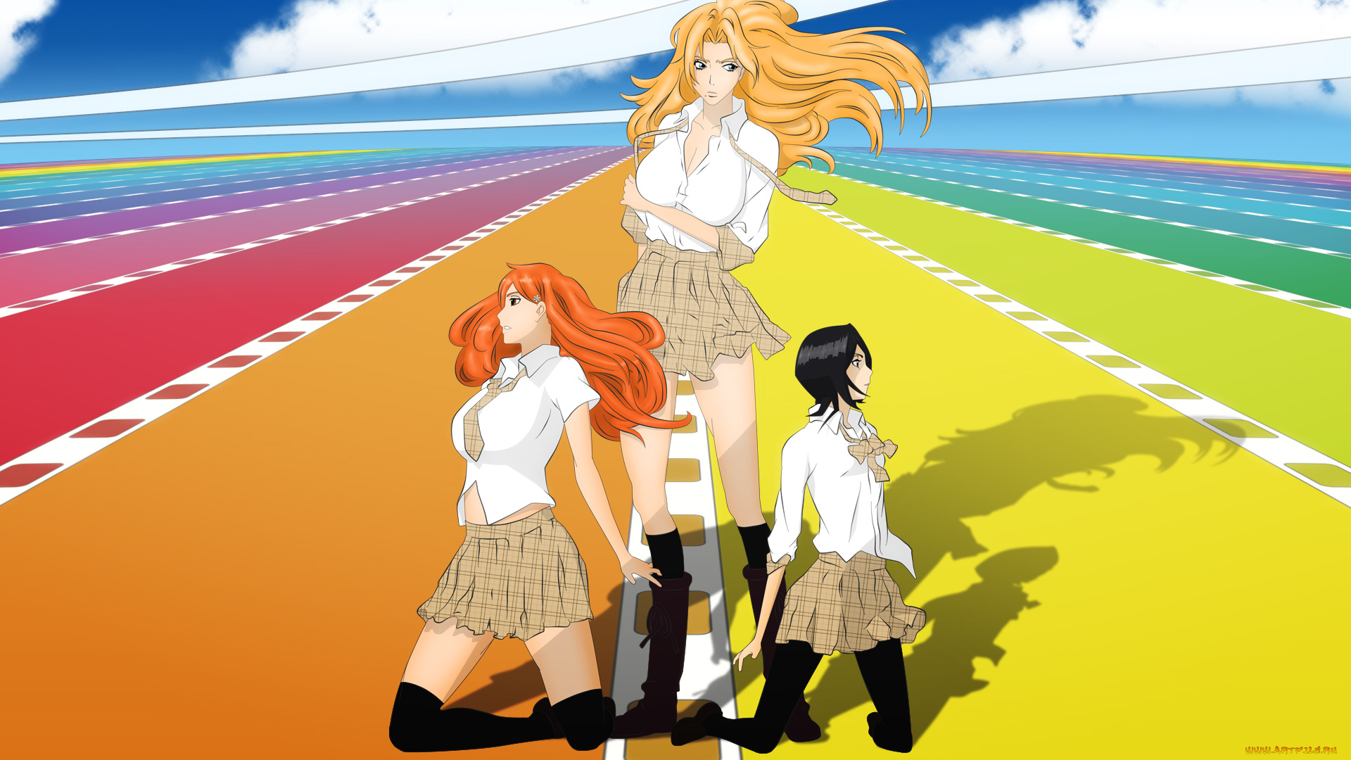 аниме, bleach, матсумото, рукия, орихиме, блич, девушки