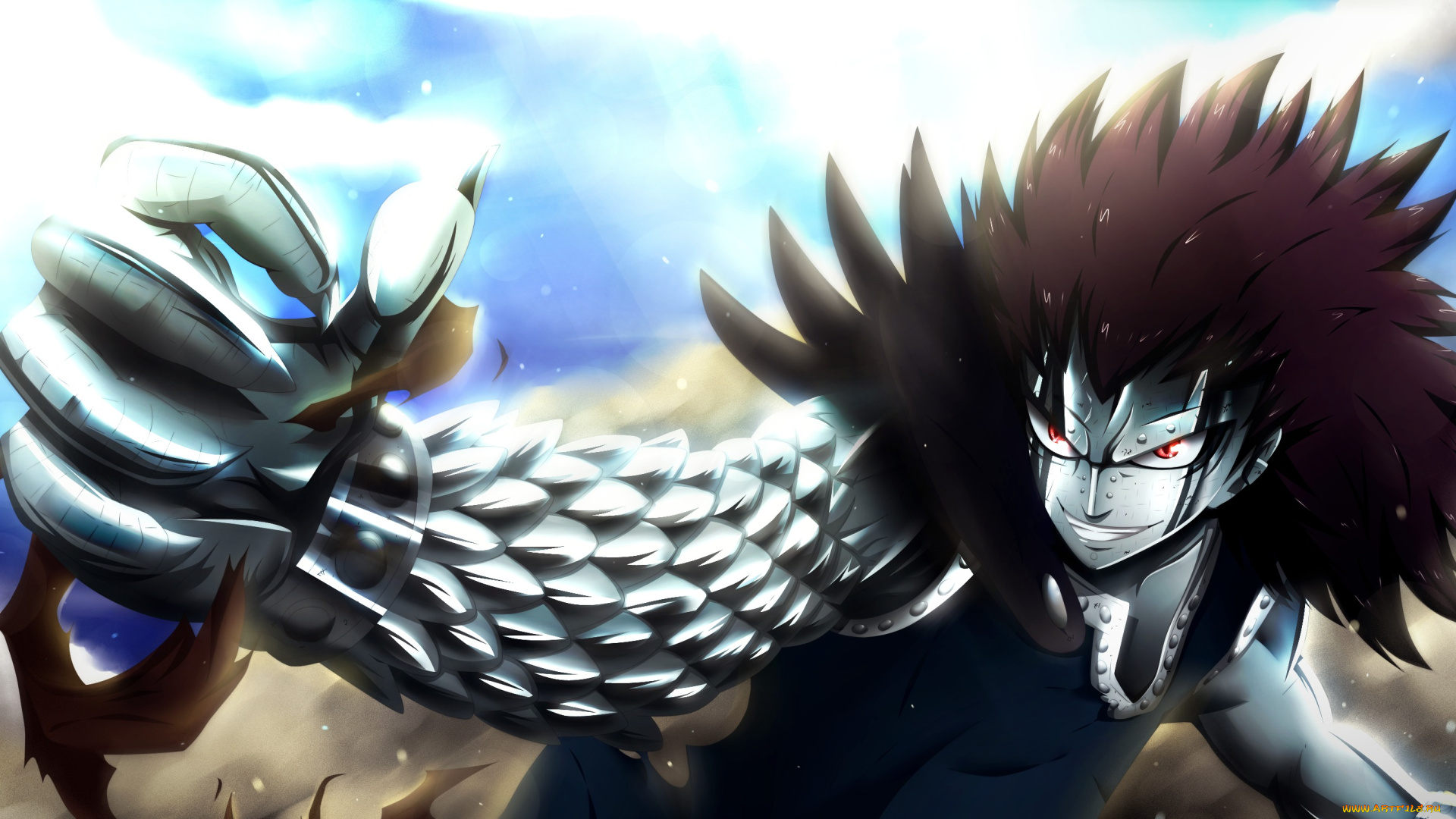 аниме, fairy, tail, fairy, tail, gajeel, redfox, сказка, о, хвосте, феи, арт, kortrex, капли, парень, небо, облака