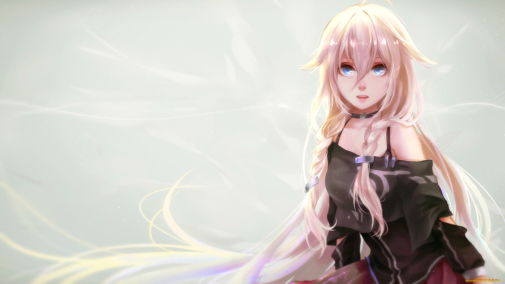аниме, vocaloid, вокалоид, сидит, ia, взгляд, девушка, e, art