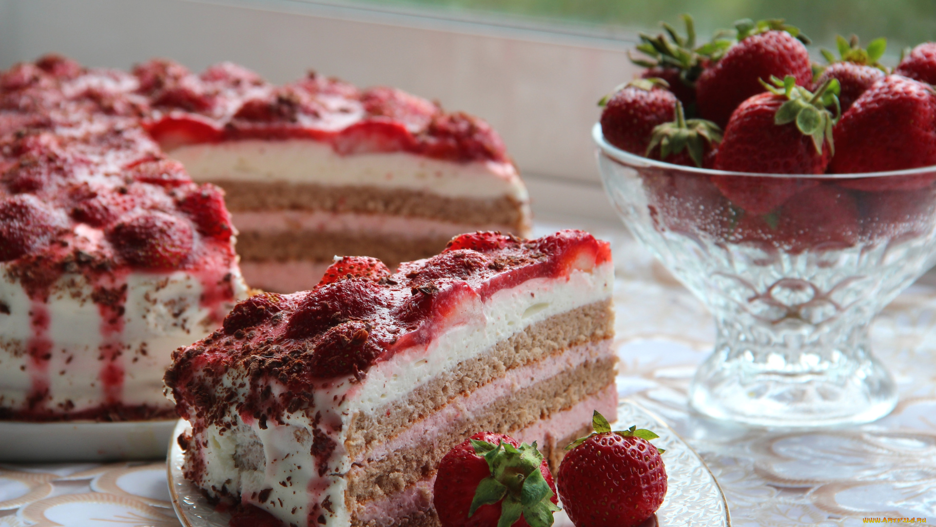 еда, торты, клубника