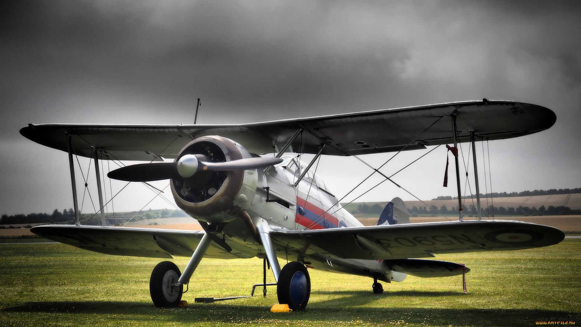 gloster, gladiator, авиация, лёгкие, и, одномоторные, самолёты, тучи, поле, биплан, истребитель