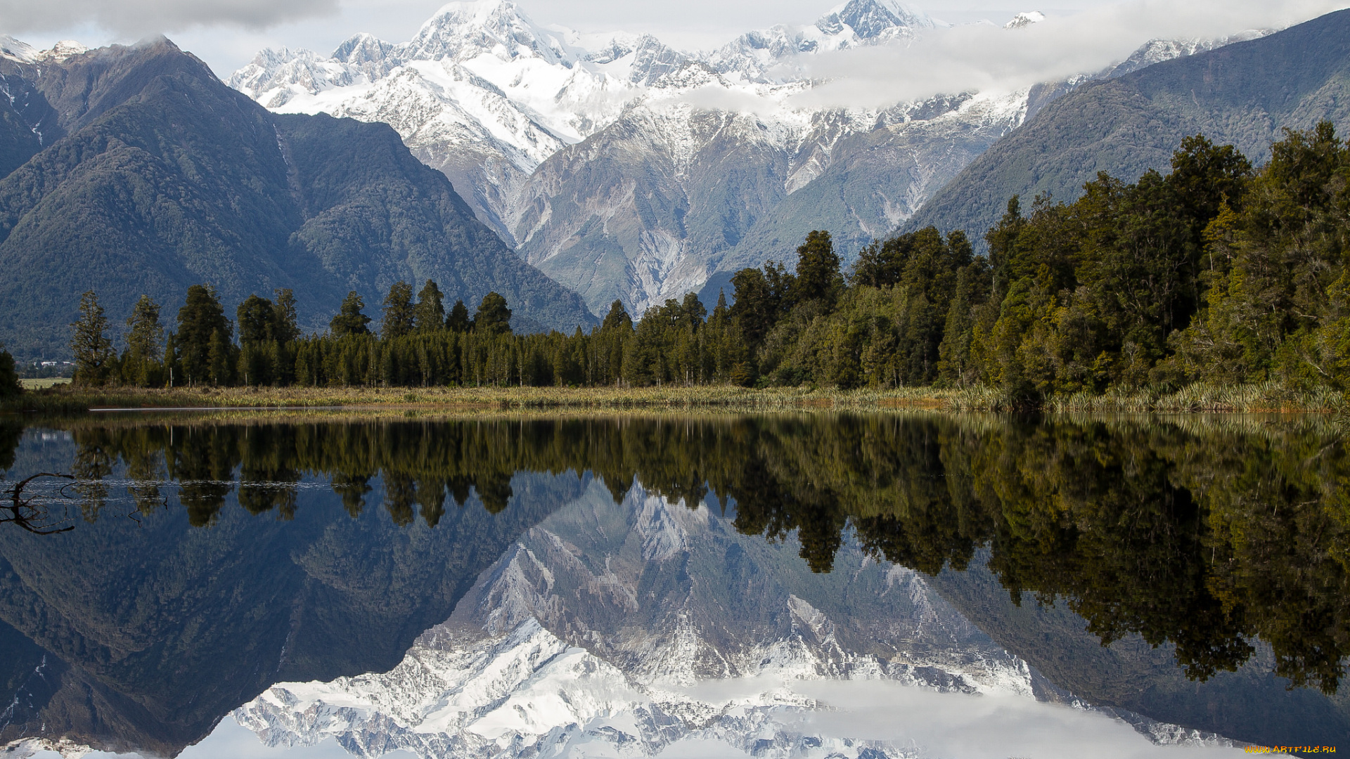 природа, реки, озера, mirror, -, lake, matheson, горы, new, zealand, новая, зеландия, отражение, озеро
