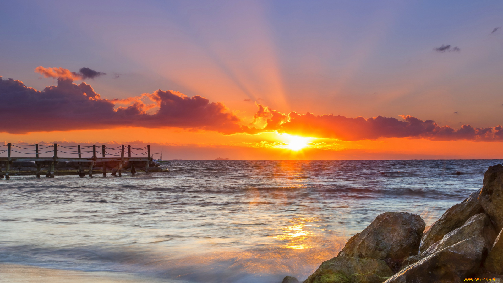 природа, восходы, закаты, рассвет, пирс, утро, солнце, пляж, карибский, бассейн