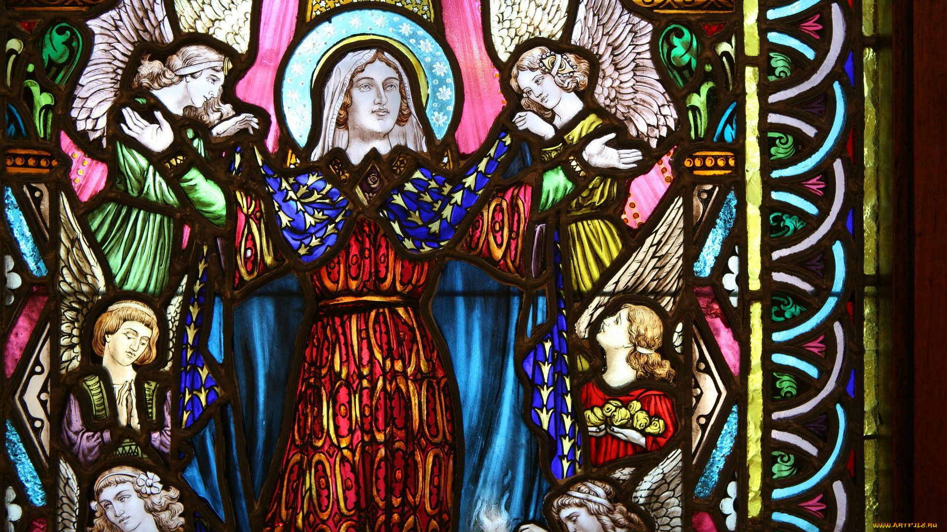 разное, религия, костел, витраж