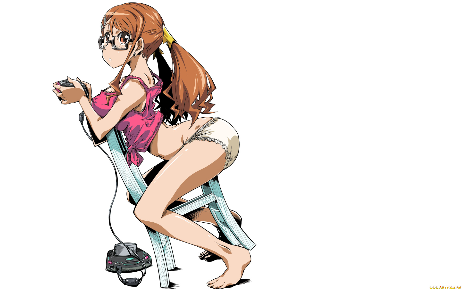 аниме, anohana, белый, фон, минимализм, бикини, попа, шорты, anjou, naruko