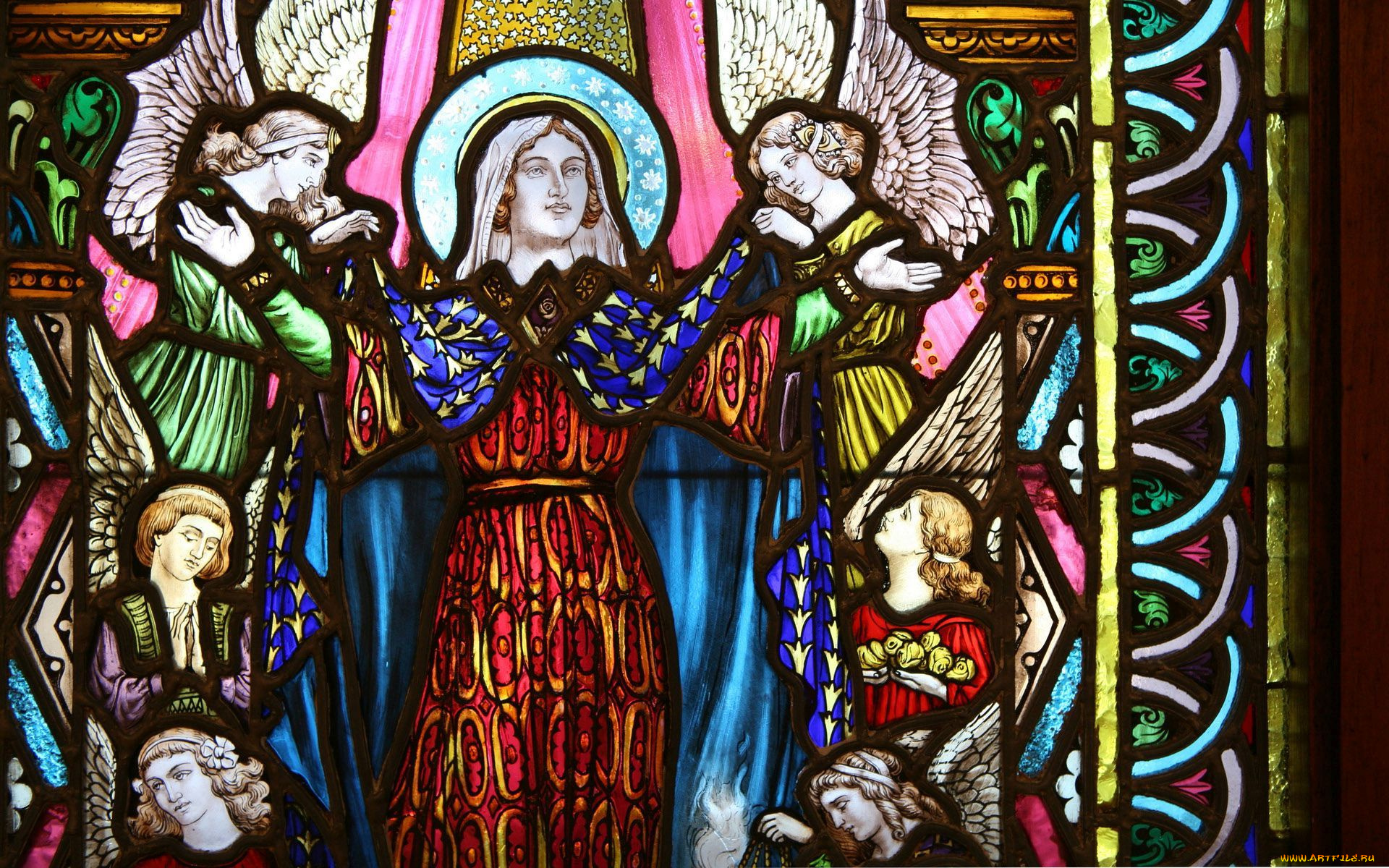 разное, религия, костел, витраж