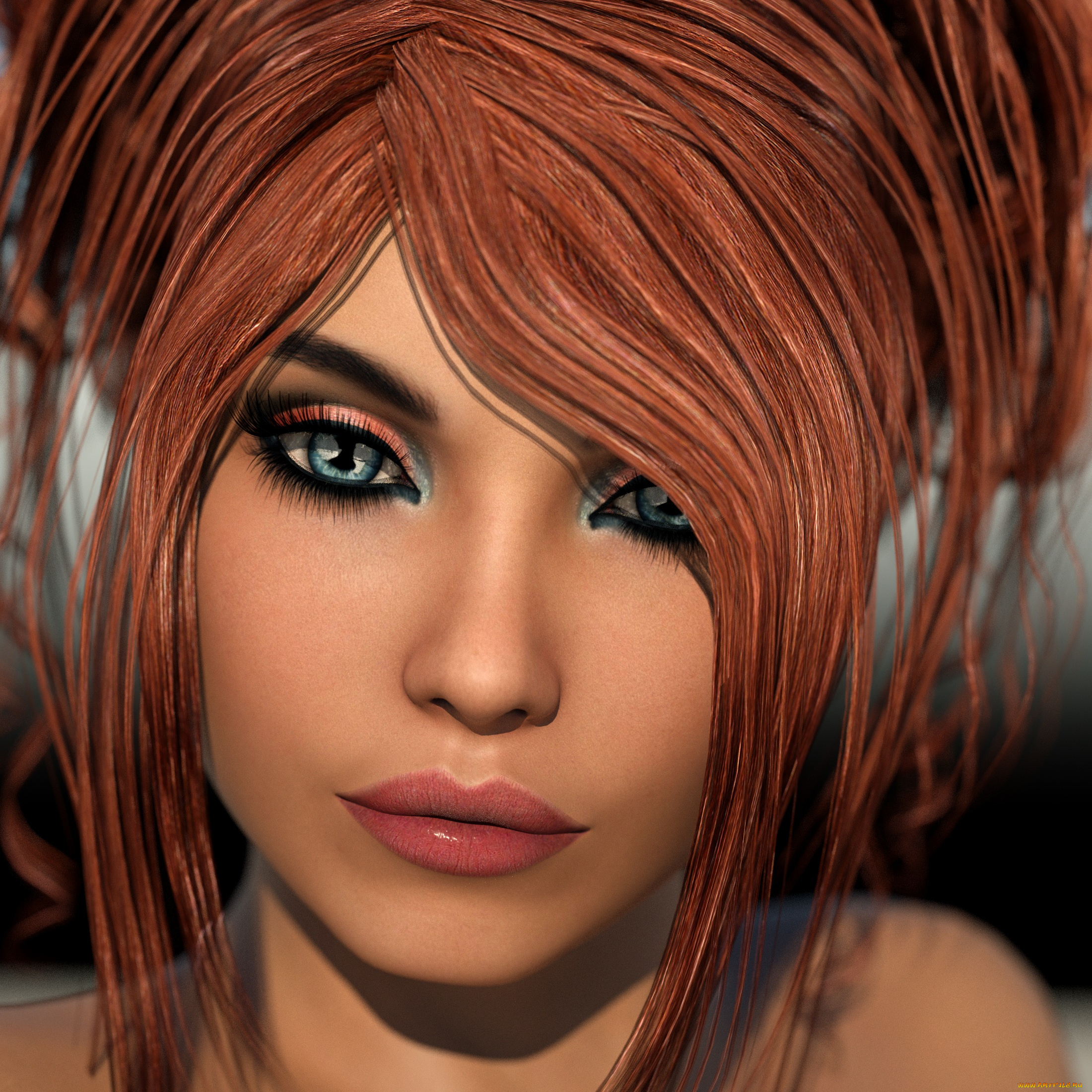 3д, графика, портрет, , portraits, девушка, взгляд, рыжая