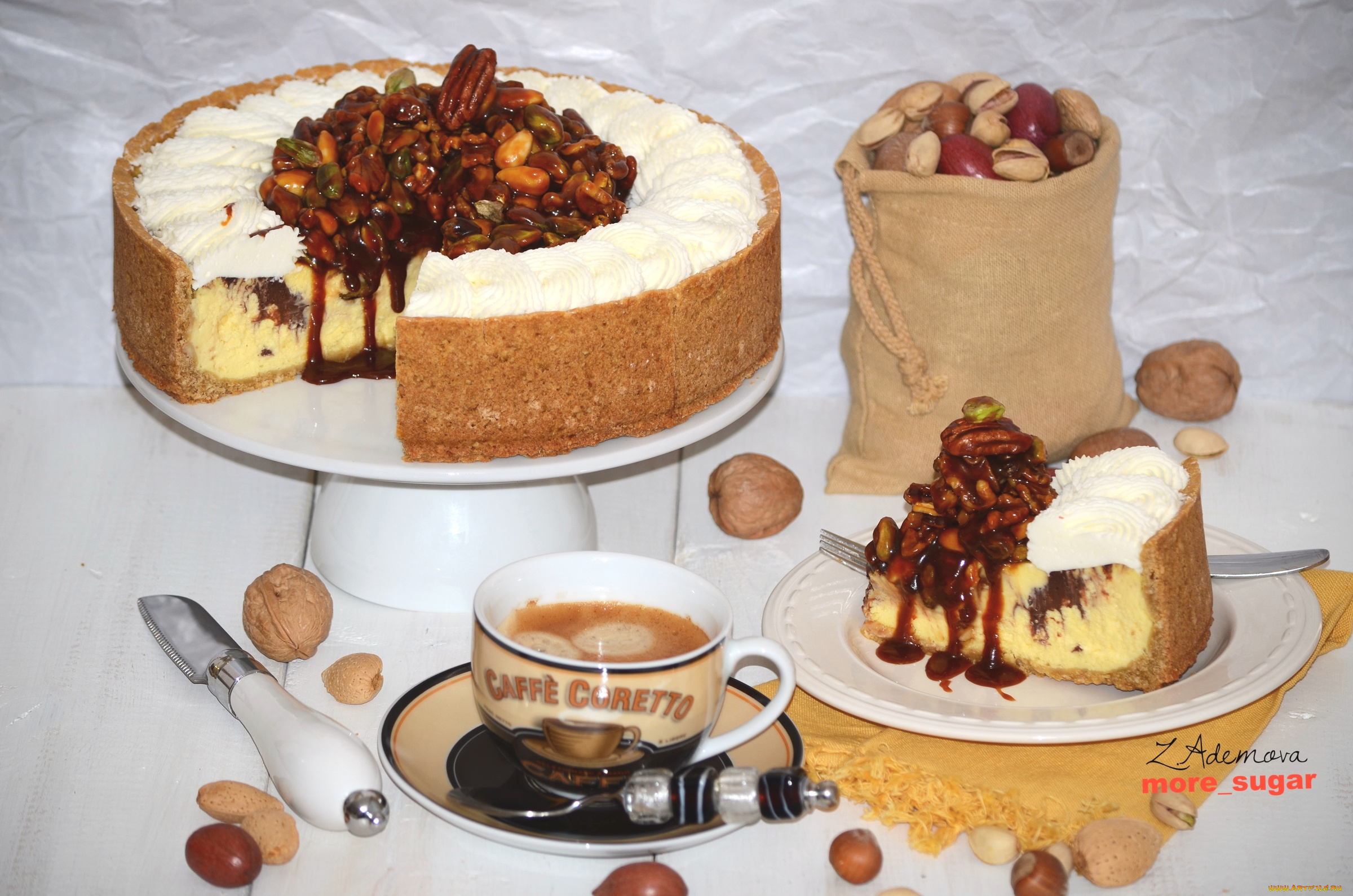 еда, торты, орехи, кофе