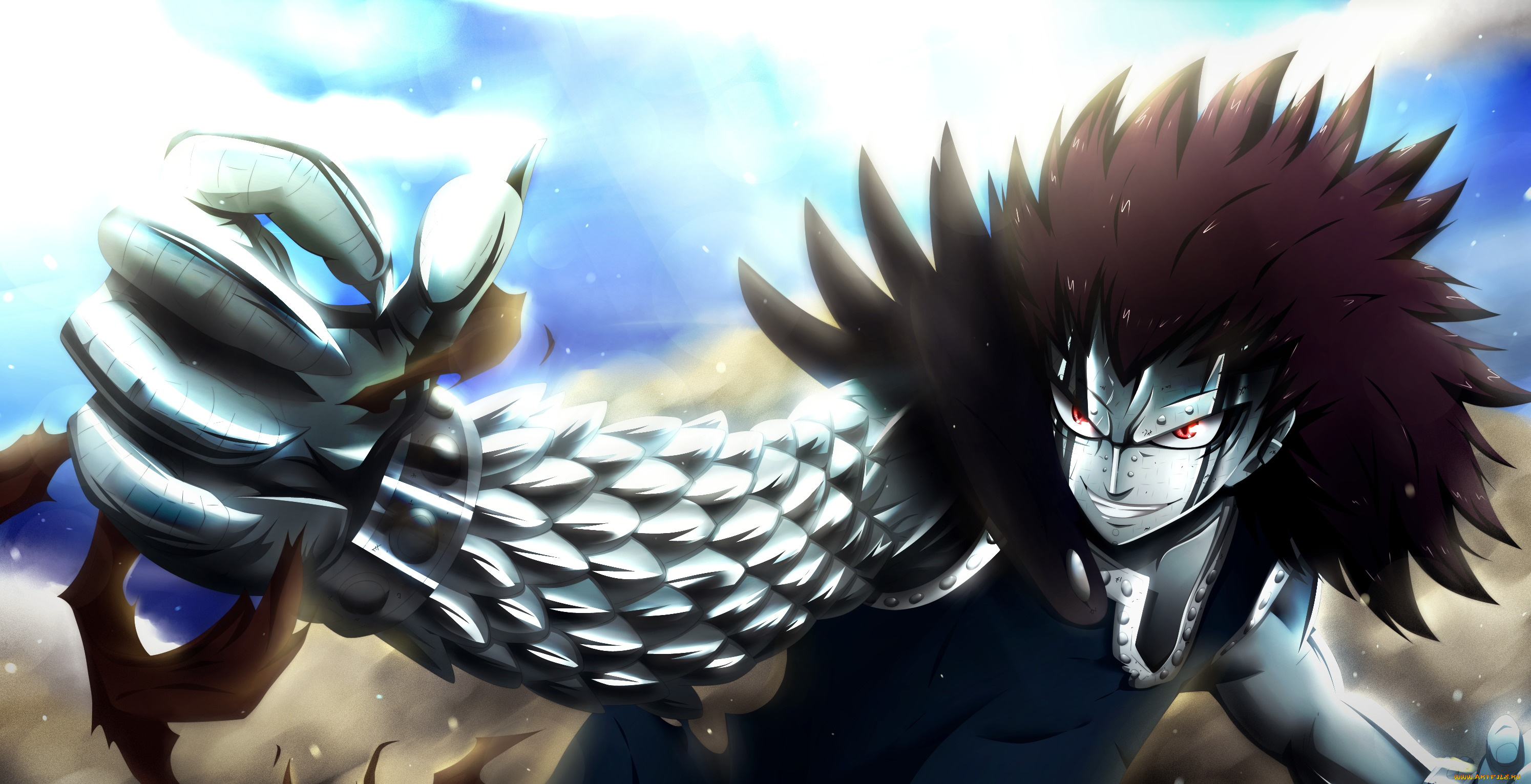 аниме, fairy, tail, fairy, tail, gajeel, redfox, сказка, о, хвосте, феи, арт, kortrex, капли, парень, небо, облака