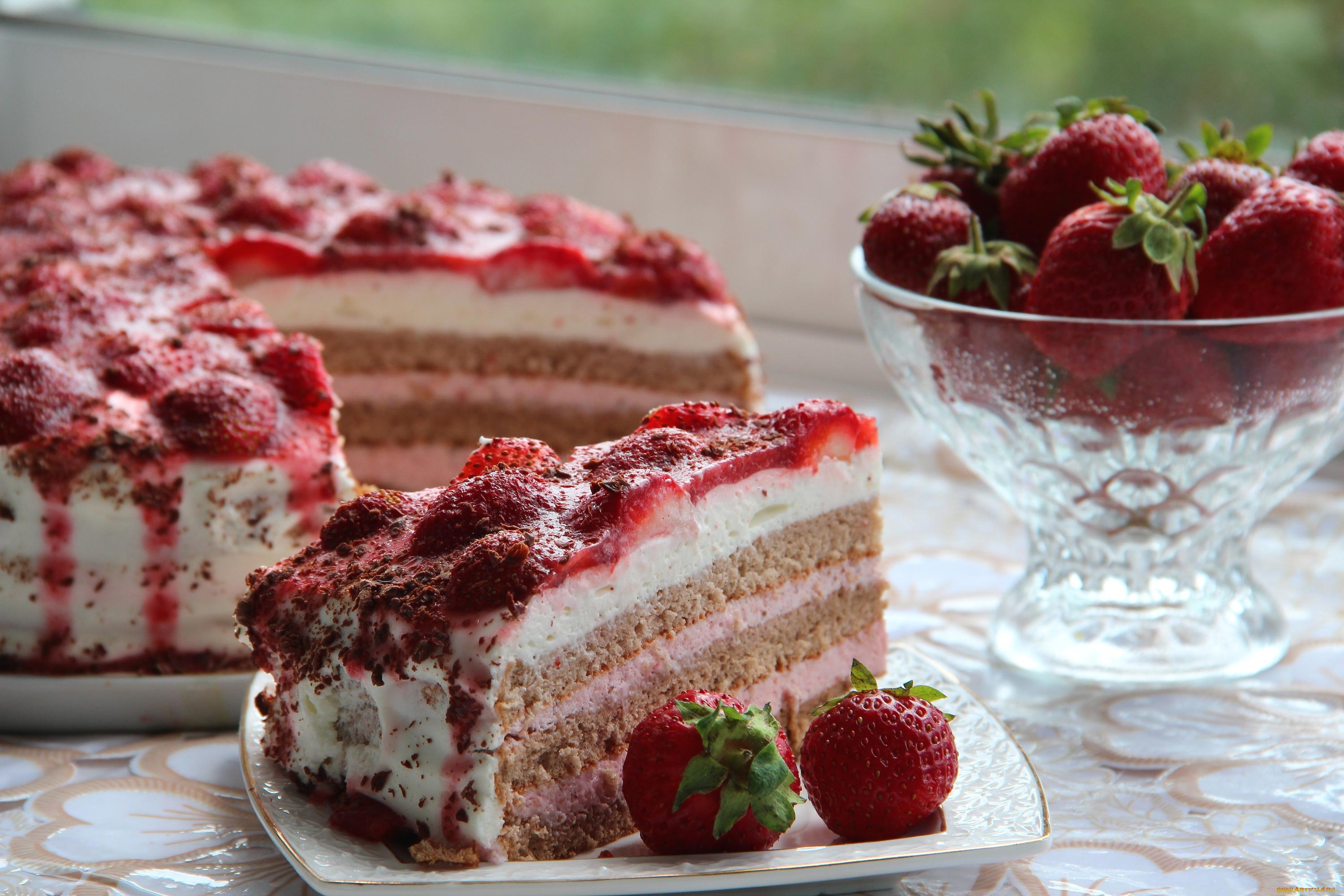 еда, торты, клубника
