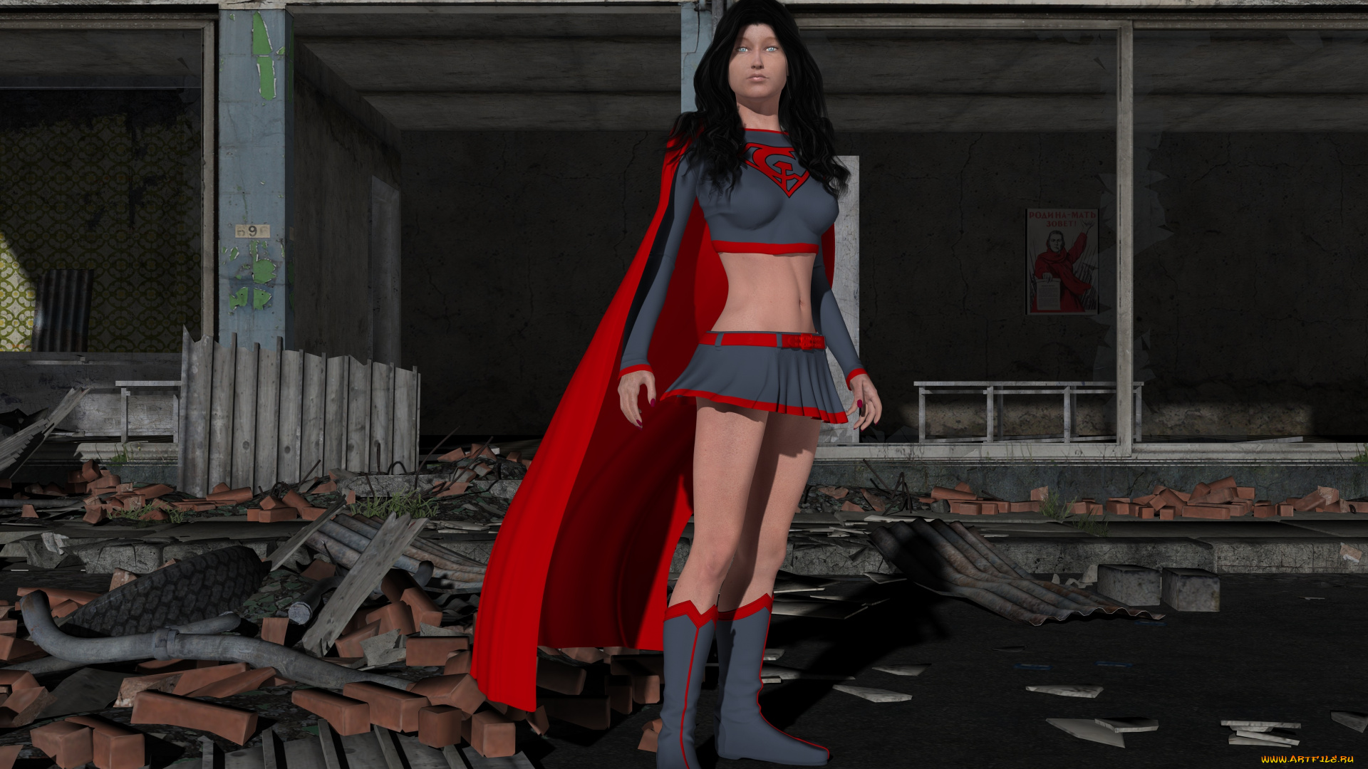 3д, графика, фантазия, , fantasy, накидка, взгляд, девушка, фон