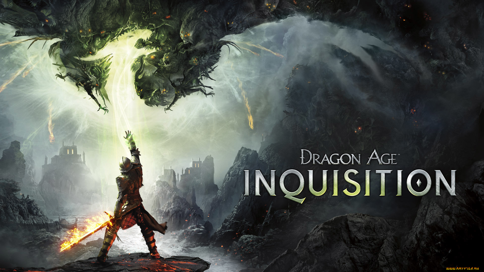 dragon, age, iii, , inquisition, видео, игры, дракон, меч, руины, воин