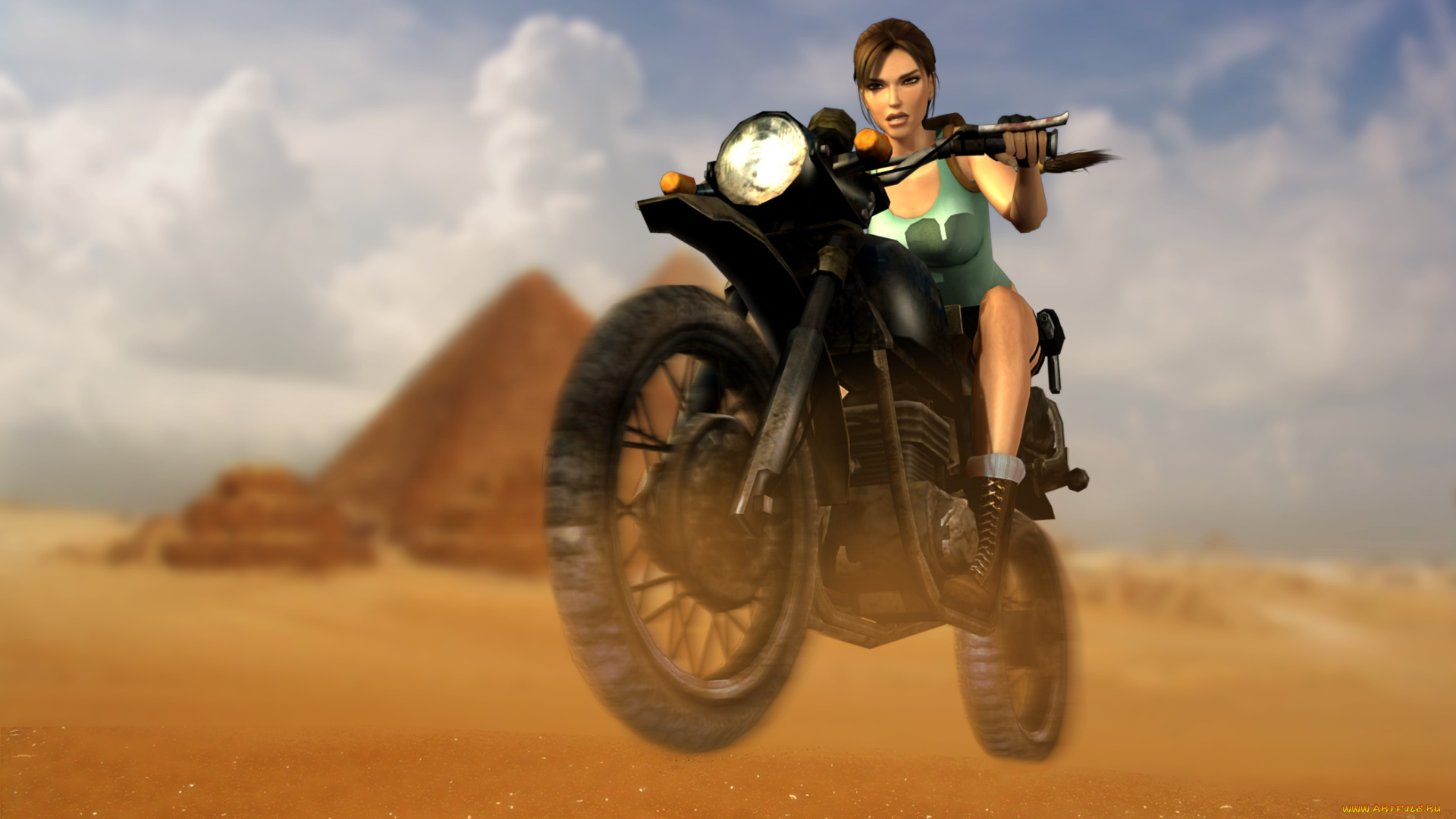 lara, croft, tomb, raider, , anniversary, видео, игры, мотоцикл, фон, девушка, взгляд