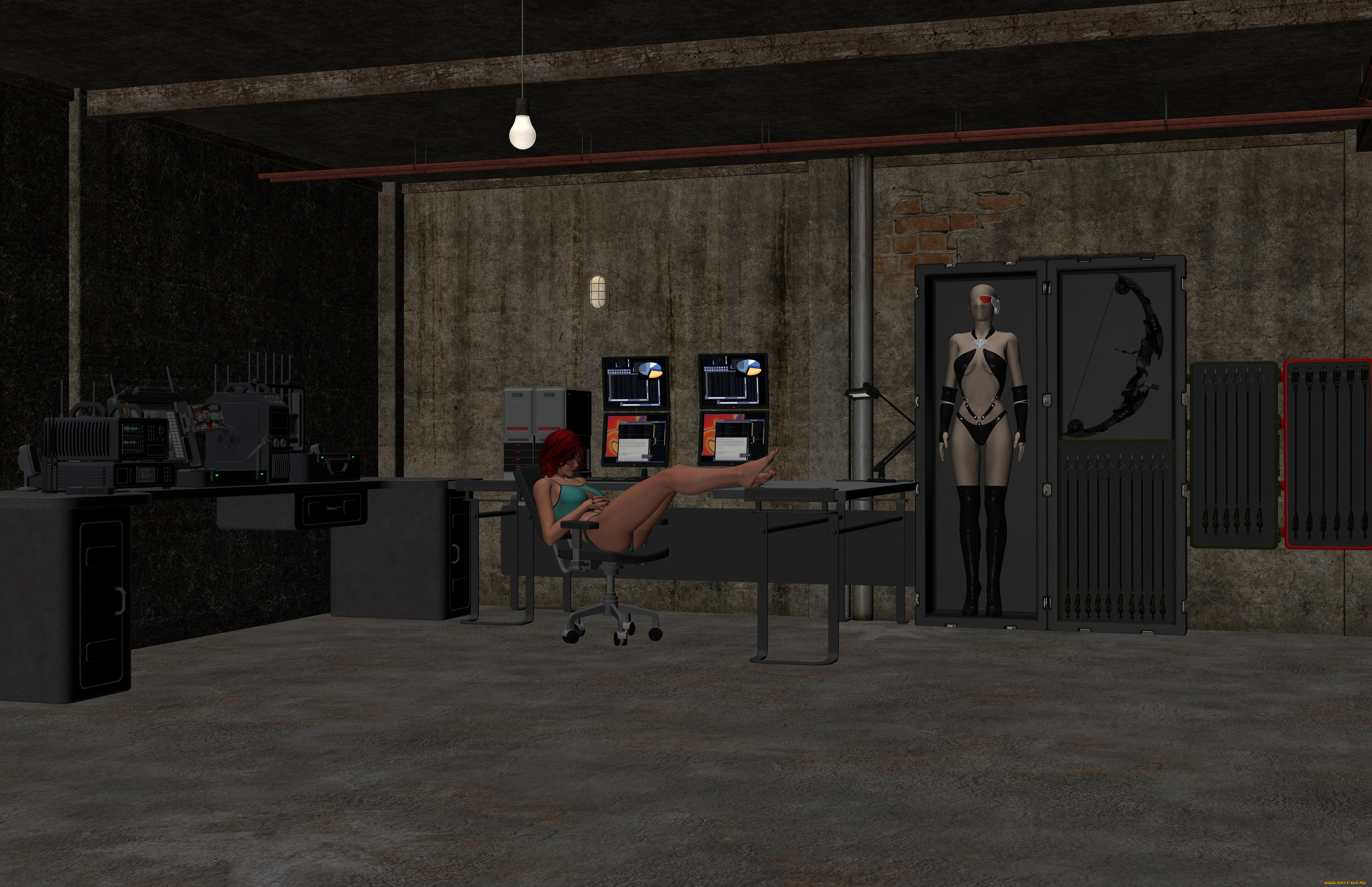 3д, графика, фантазия, , fantasy, фон, взгляд, девушка, стул, стол