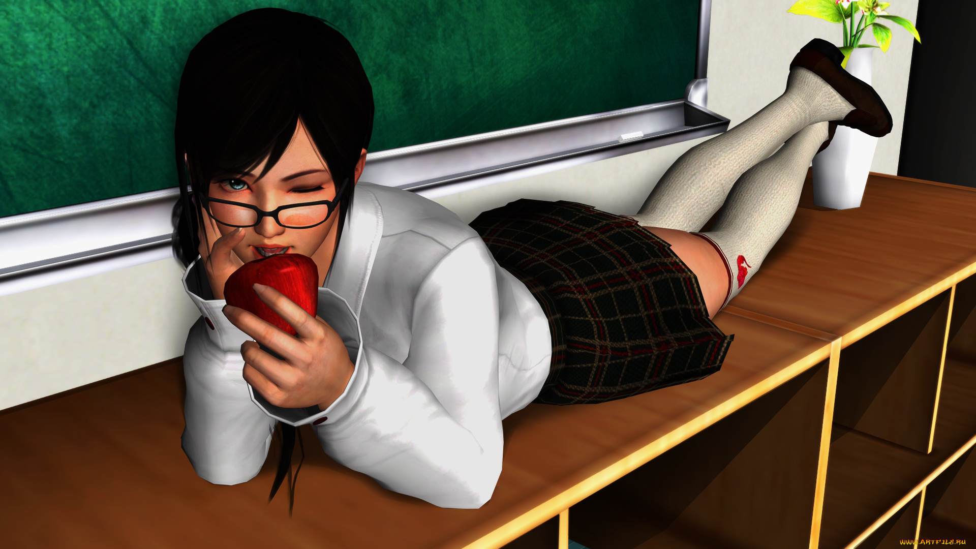 3д, графика, аниме, , anime, девушка, фон, взгляд