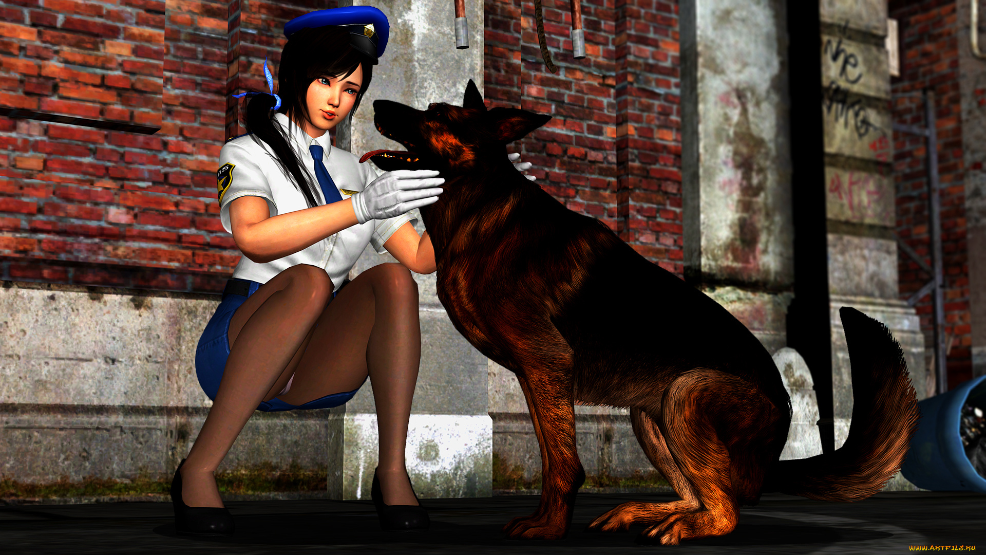 3д, графика, аниме, , anime, фон, взгляд, девушка