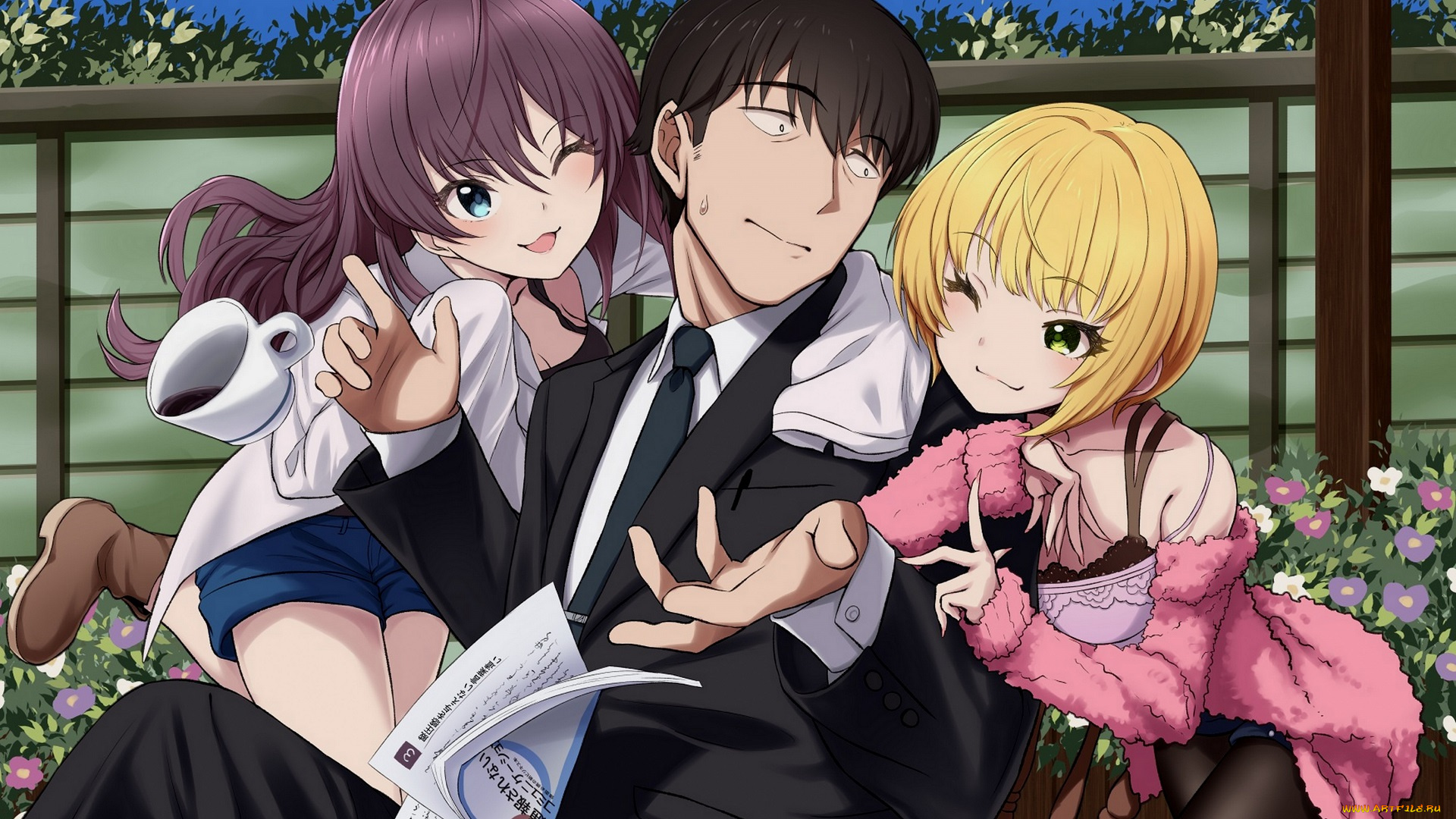 аниме, idolm@ster, девочки, парень